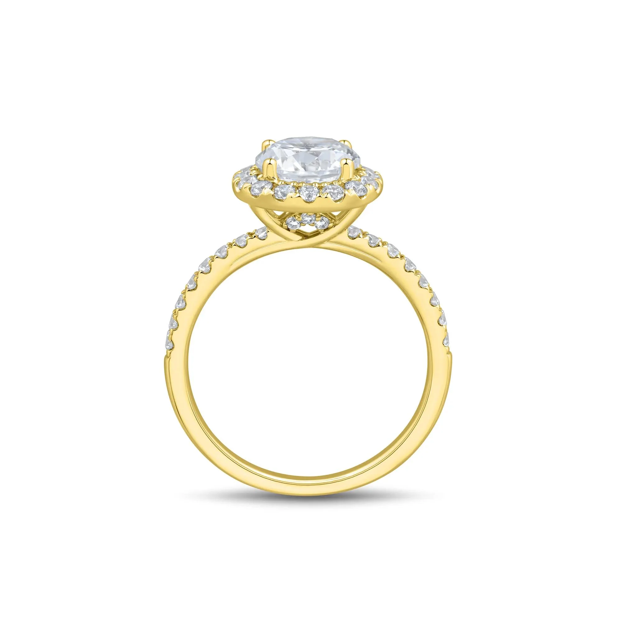 2 CT. Tw. Lab Grown Diamond Halo Engagement Ring 14K Yellow Gold Size 8 1mm - Image 2