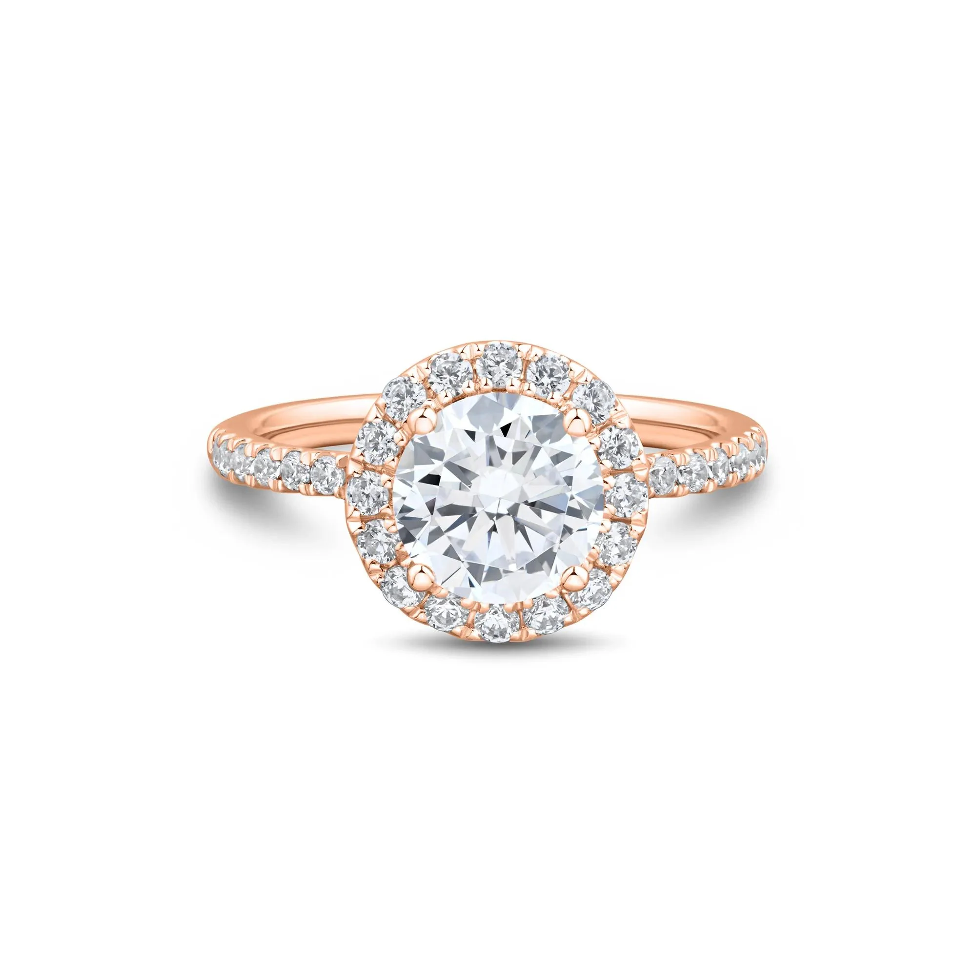 2 CT. Tw. Lab Grown Diamond Halo Engagement Ring 14K Rose Gold Size 7 1mm