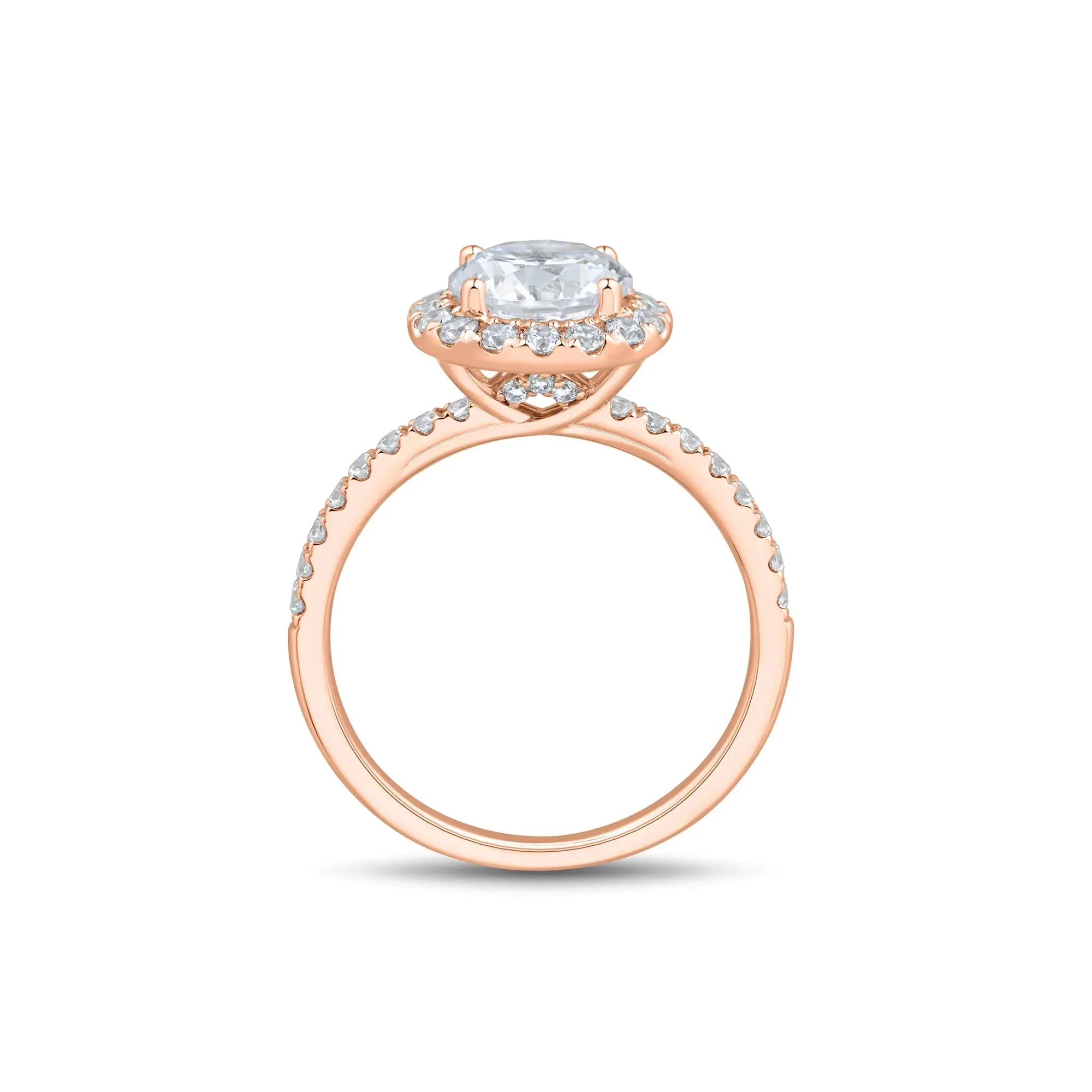 2 CT. Tw. Lab Grown Diamond Halo Engagement Ring 14K Rose Gold Size 7.5 1mm - Image 2