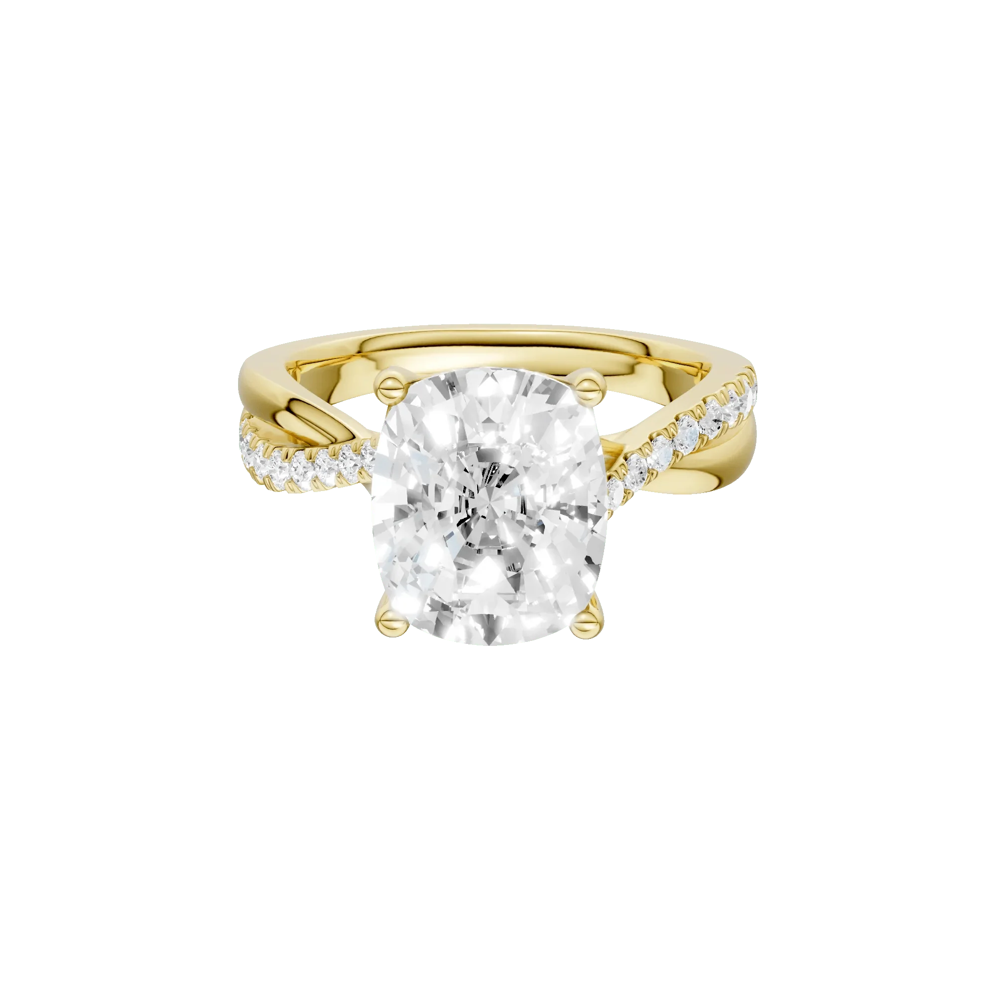 4 CT. Tw. Lab Grown Diamond Elongated Cushion Engagement Ring 14K Yellow Gold Size 5 2mm