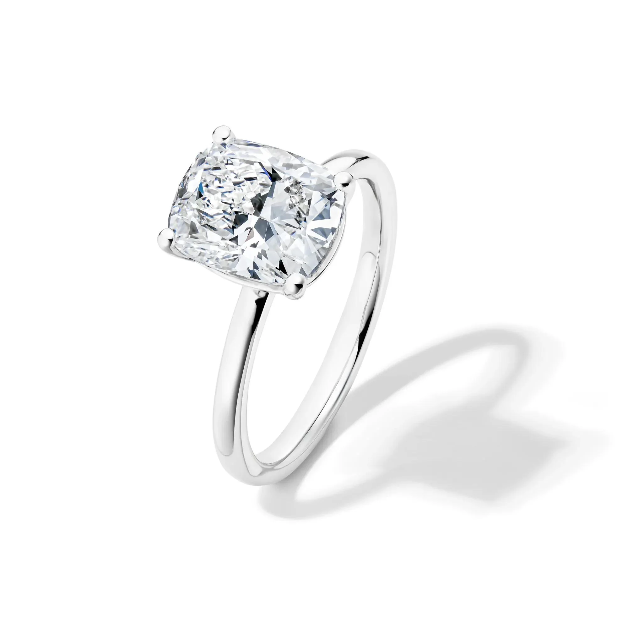 Lab Grown Diamond Elongated Cushion Solitaire Engagement Ring 14K White Gold (3 CT.) Size 12 2mm - Image 4