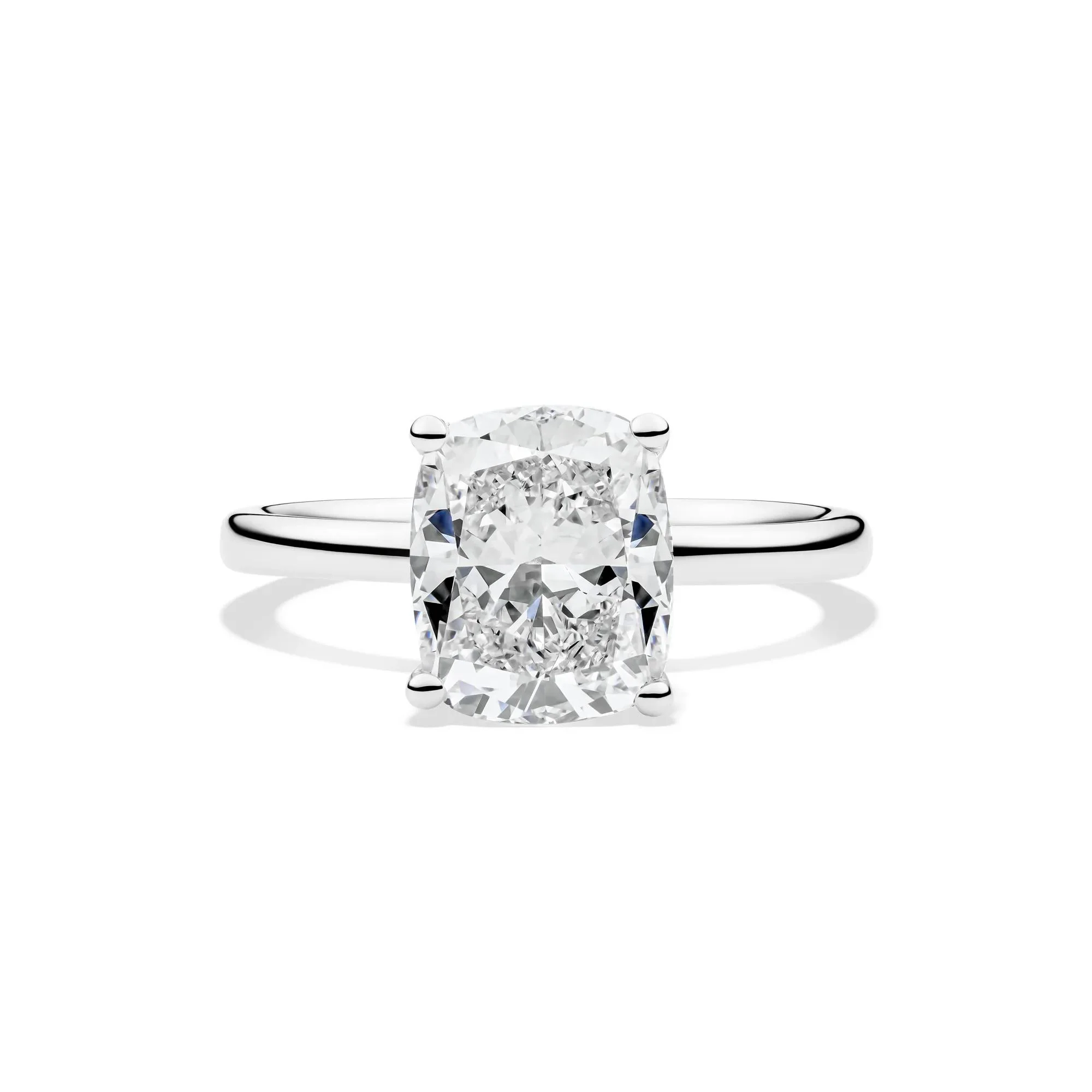 Lab Grown Diamond Elongated Cushion Solitaire Engagement Ring 14K White Gold (3 CT.) Size 8.5 2mm