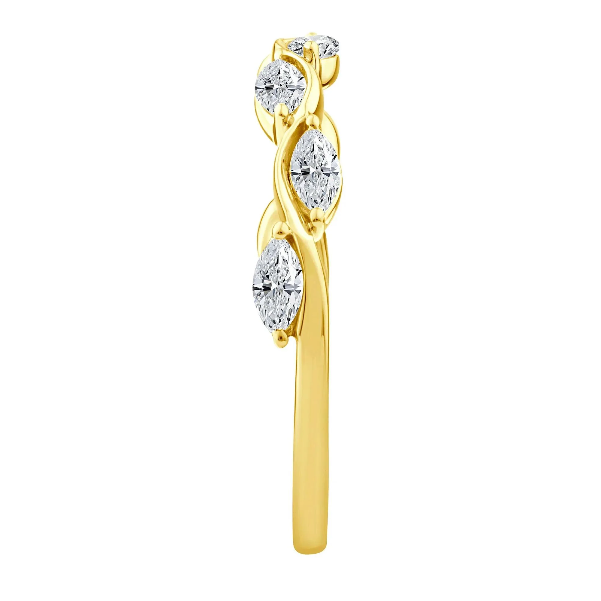 1/2 CT. Tw. Lab Grown Diamond Marquise Stack Band Ring 10K Yellow Gold Size 10 1.5mm - Image 3