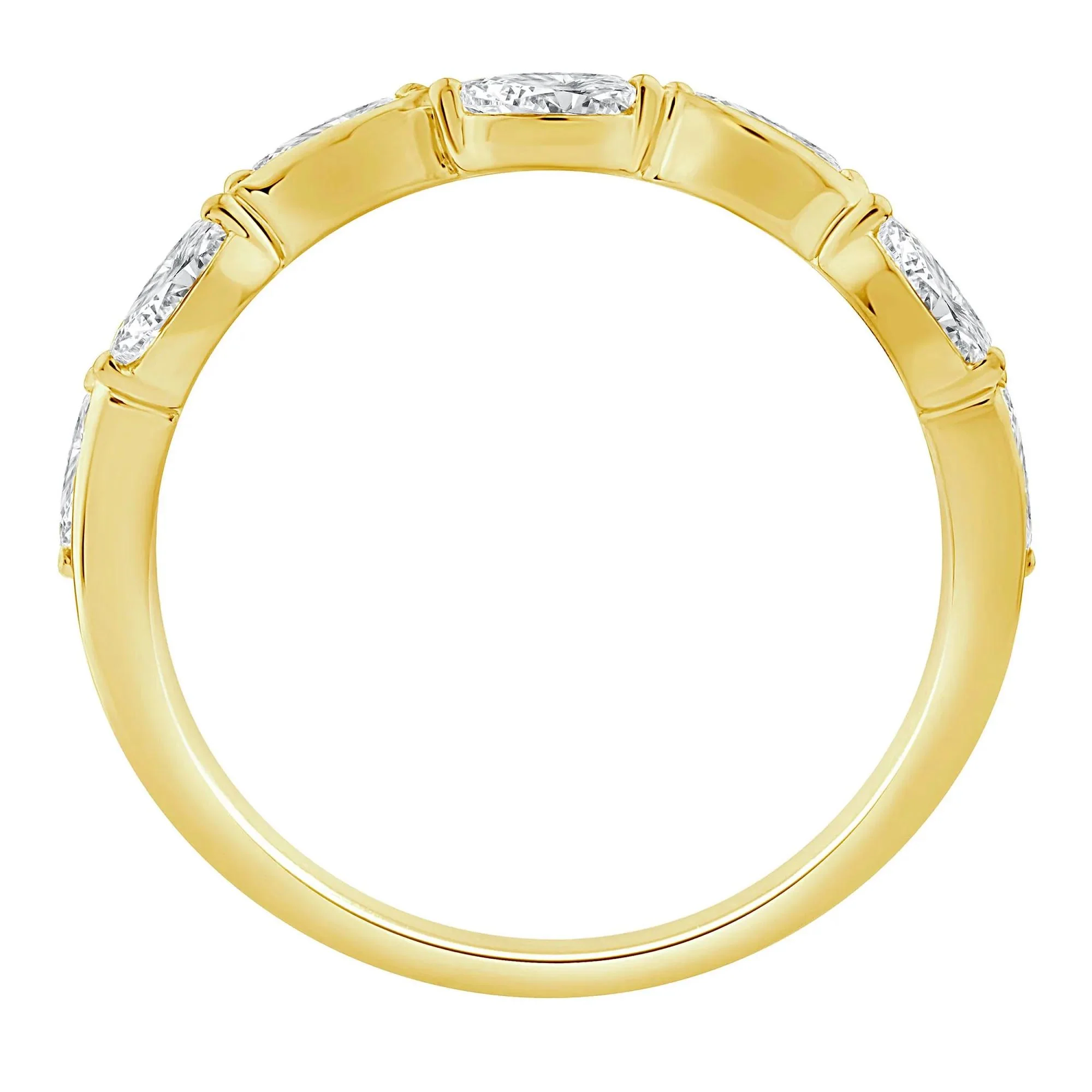 1/2 CT. Tw. Lab Grown Diamond Marquise Stack Band Ring 10K Yellow Gold Size 7 1.5mm - Image 2