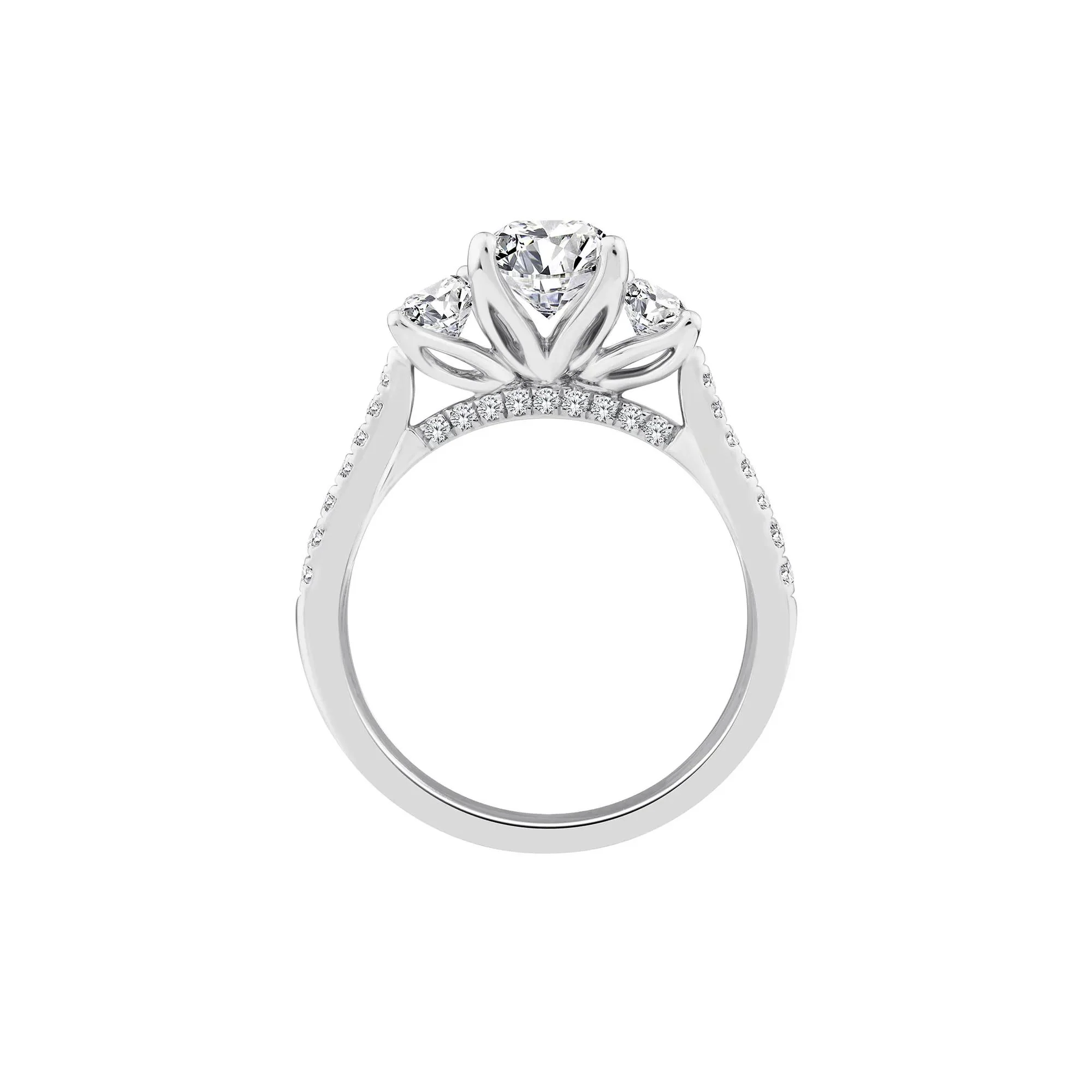 3 1/4 CT. Tw. Lab Grown Diamond Emerald-Cut Three-Stone Engagement Ring 14K White Gold Size 8 - Image 2