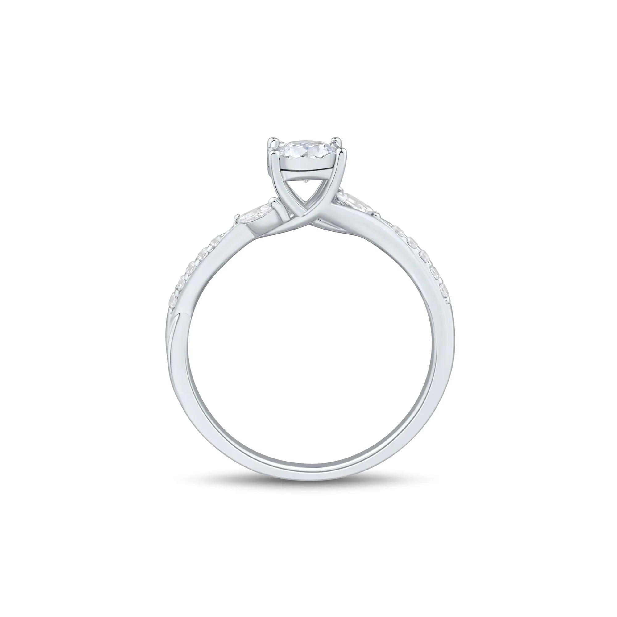 1/2 CT. Tw. Lab Grown Diamond Promise Ring 10K White Gold Size 7.5 1mm - Image 3