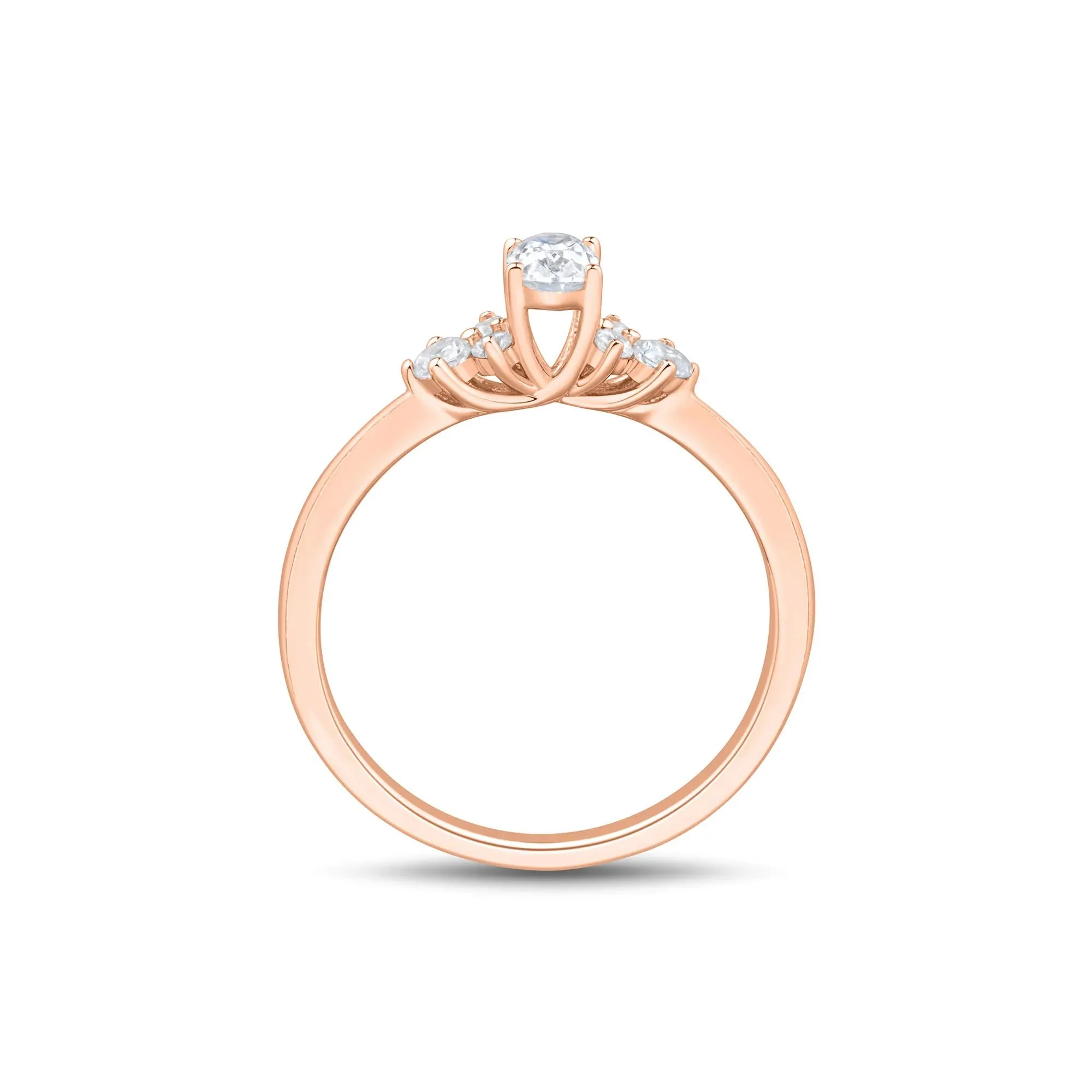 1/2 CT. Tw. Lab Grown Diamond Oval Cluster Promise Ring 10K Rose Gold Size 6 1mm - Image 3
