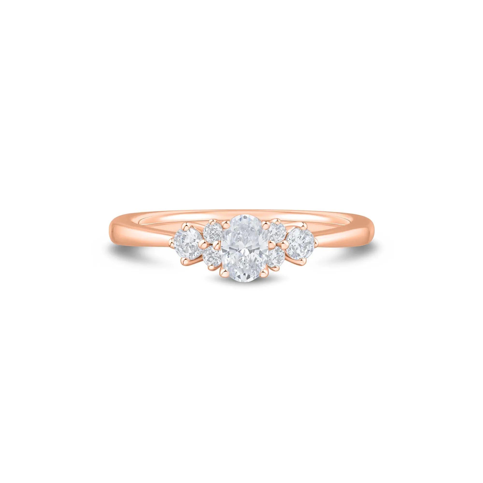 1/2 CT. Tw. Lab Grown Diamond Oval Cluster Promise Ring 10K Rose Gold Size 9.5 1mm