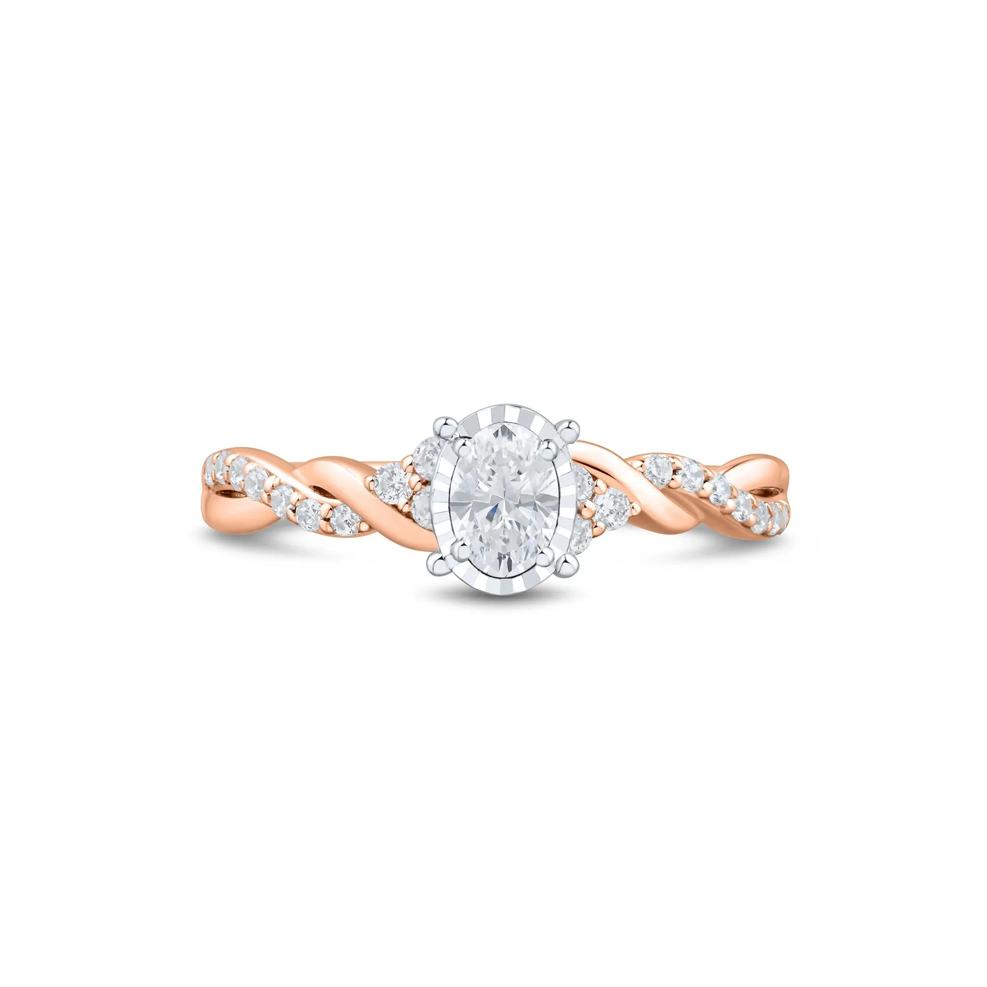1/2 CT. Tw. Lab Grown Diamond Promise Ring 10K Rose Gold Size 8.5 1mm