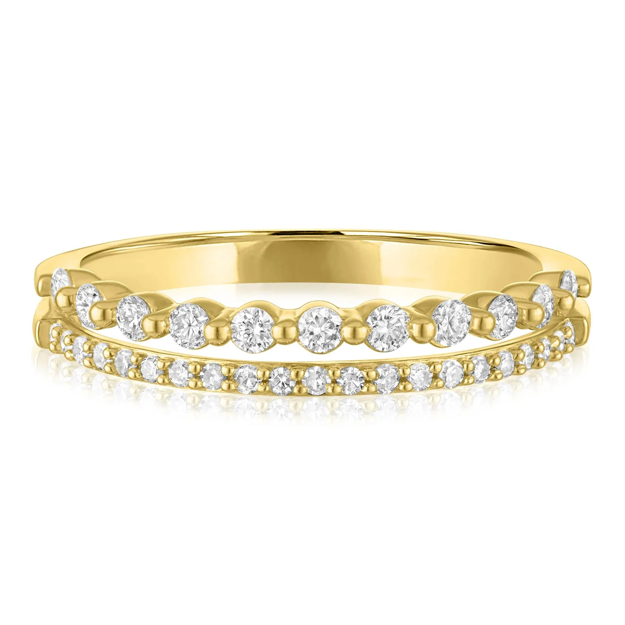 1/3 CT. Tw. Diamond Double-Row Ring 10K Yellow Gold Size 6 1mm