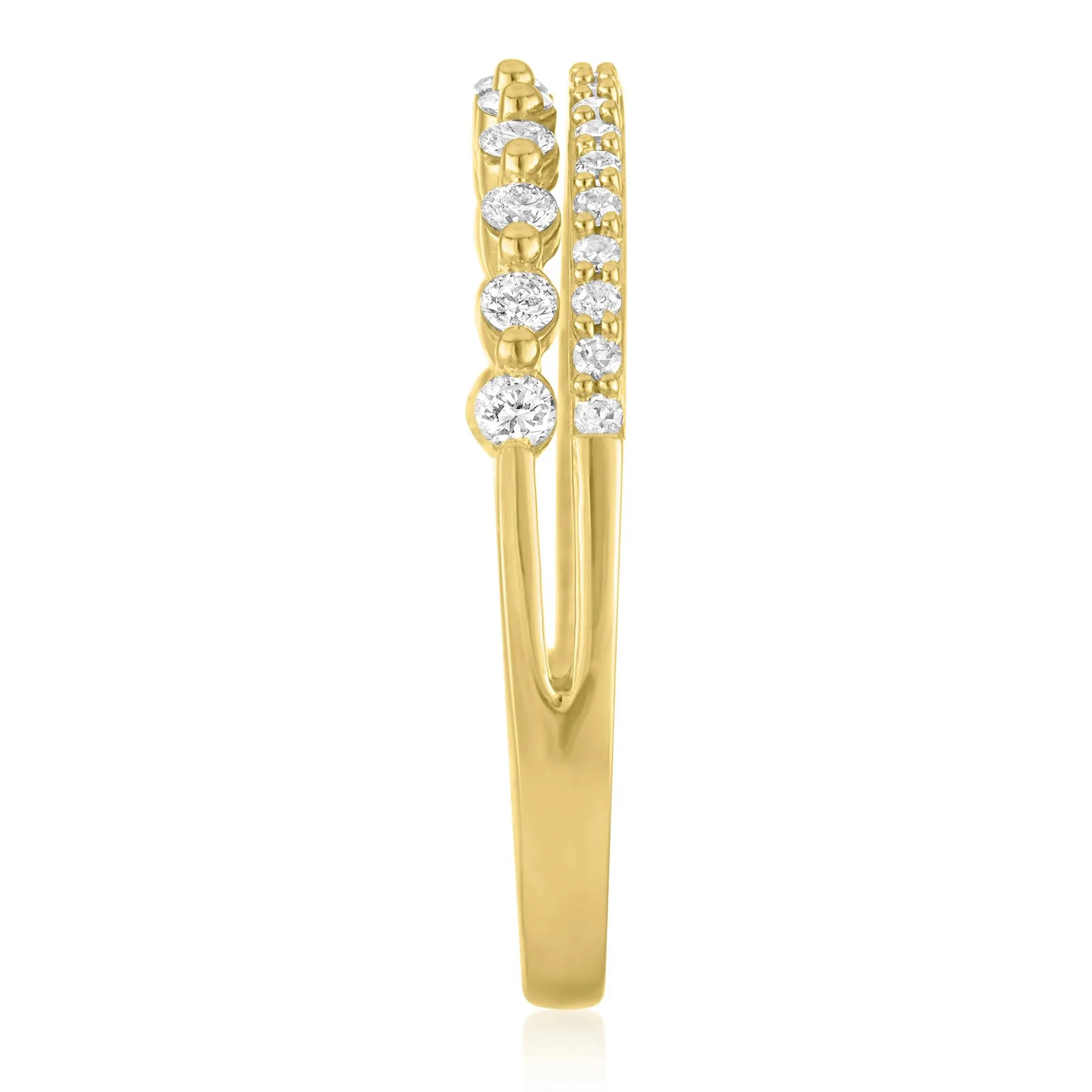 1/3 CT. Tw. Diamond Double-Row Ring 10K Yellow Gold Size 6 1mm - Image 2