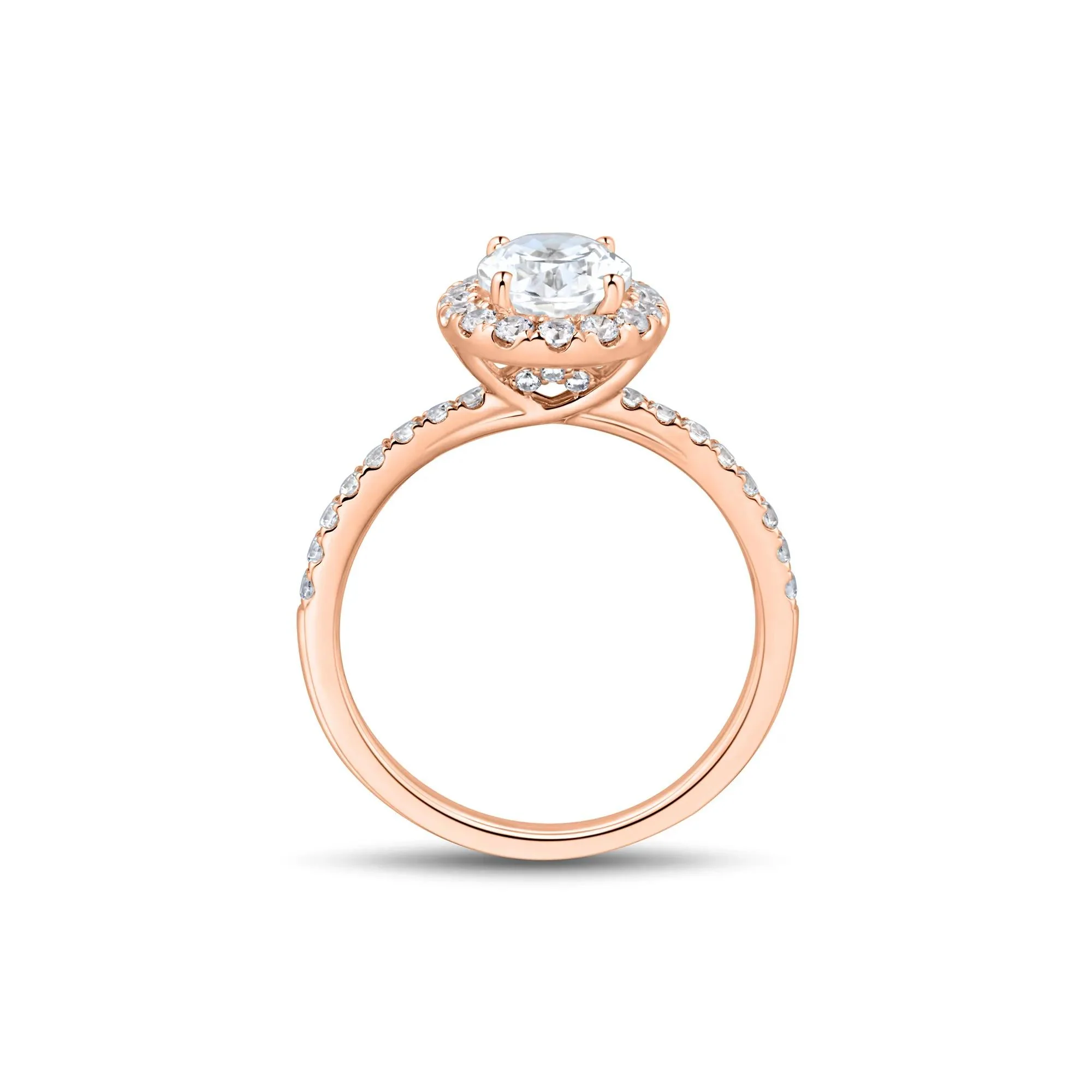 2 CT. Tw. Lab Grown Diamond Oval Halo Engagement Ring 14K Rose Gold Size 7.5 1.5mm - Image 2