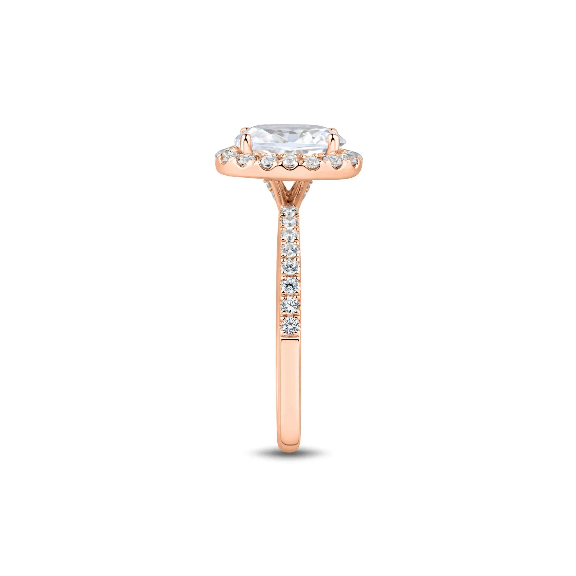 2 CT. Tw. Lab Grown Diamond Oval Halo Engagement Ring 14K Rose Gold Size 8 1.5mm - Image 3