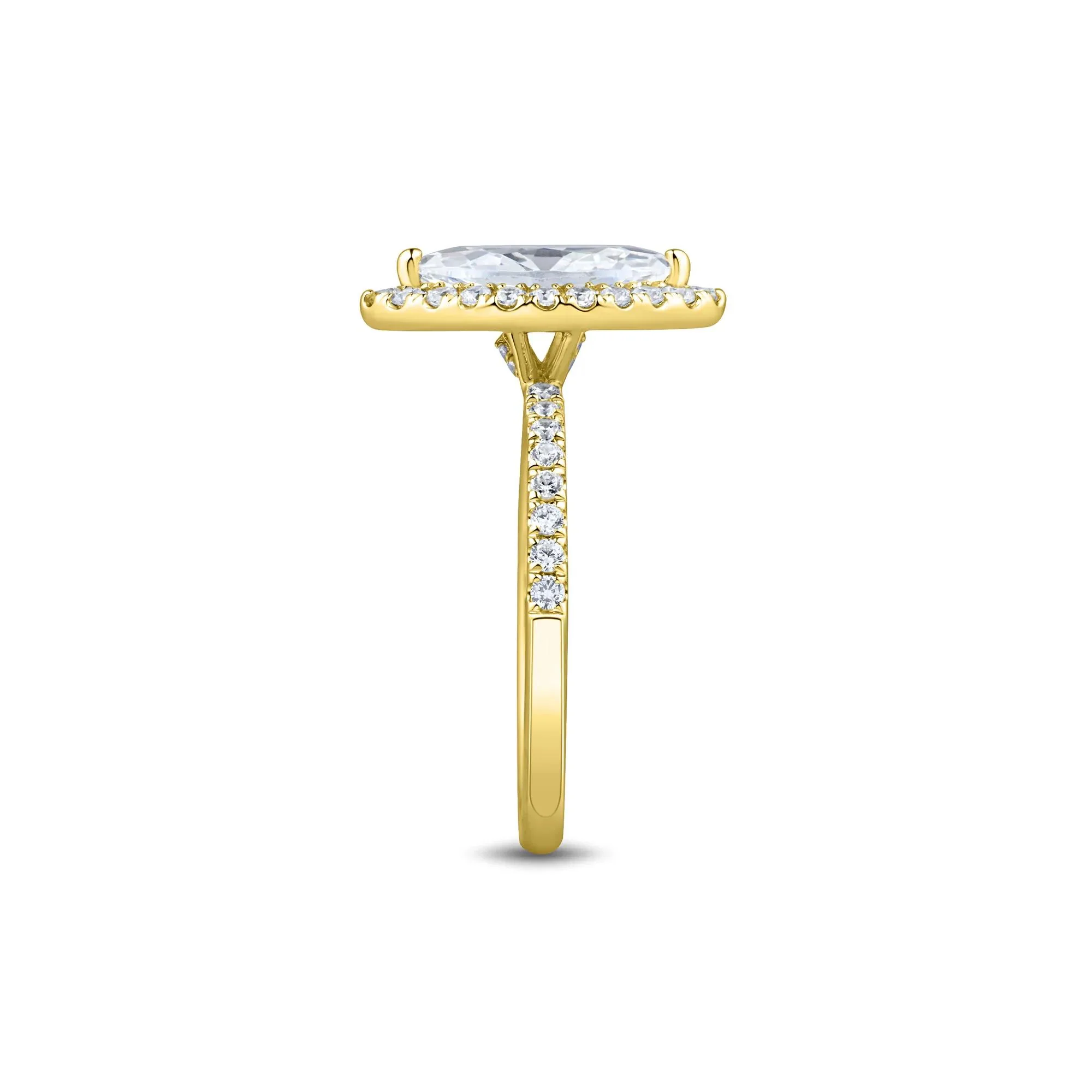 2 CT. Tw. Lab Grown Diamond Marquise-Cut Halo Engagement Ring 14K Yellow Gold Size 8.5 1.5mm - Image 3