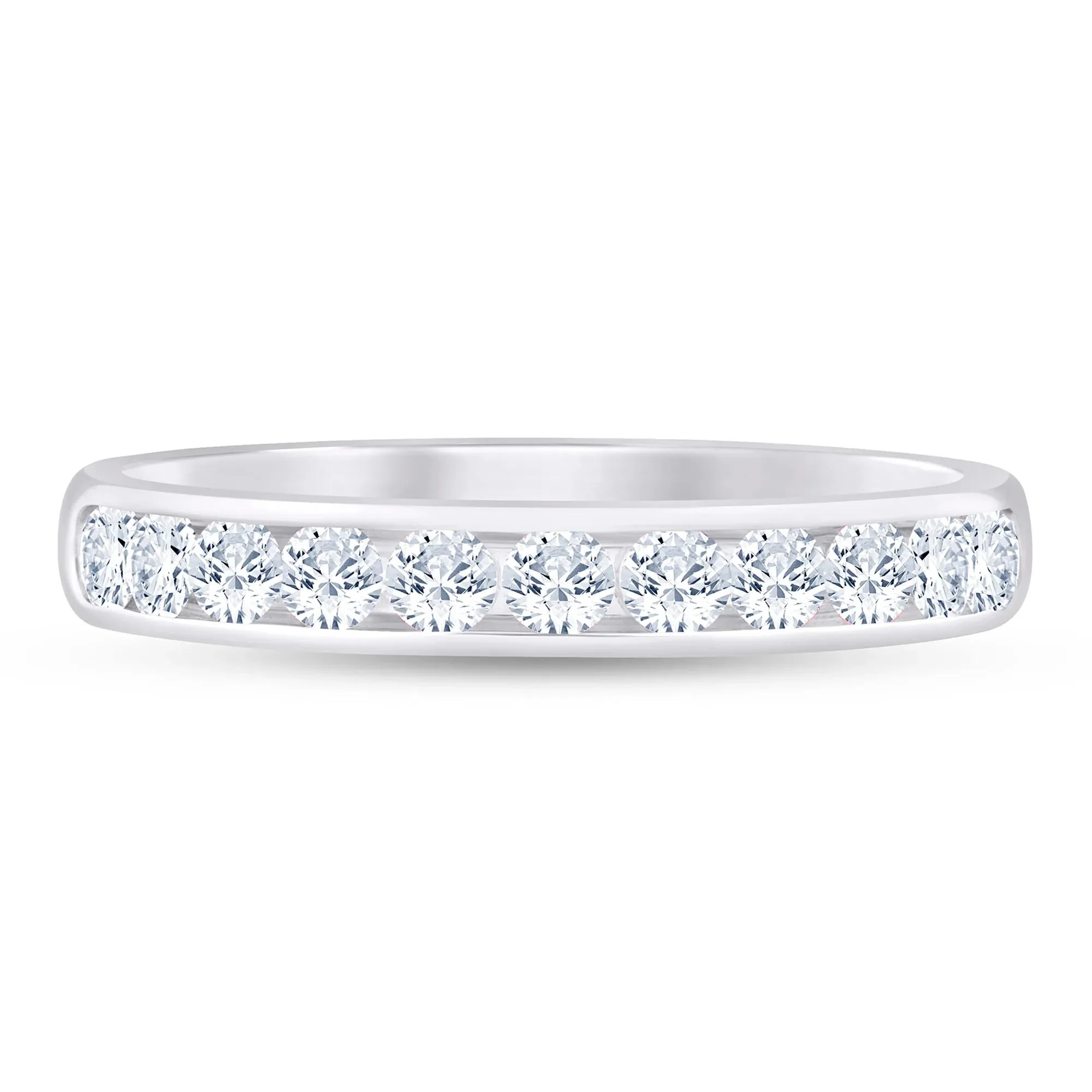 1/2 CT. Tw. Lab Grown Diamond Channel-Set Band Ring Platinum White Size 9 3mm