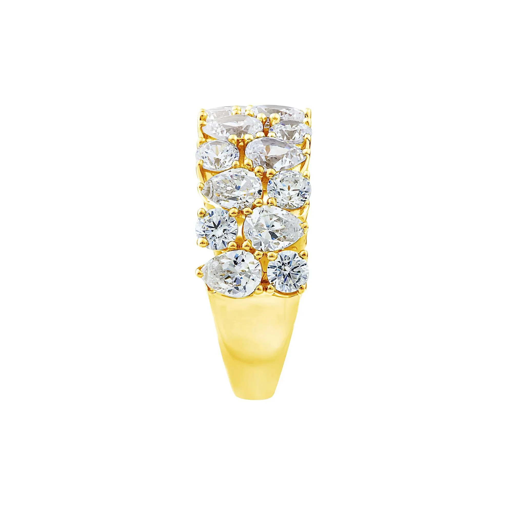 3 CT. Tw. Lab Grown Diamond Pear Wide Anniversary Band Ring 10K Yellow Gold Size 7.5 2.5mm - Image 3
