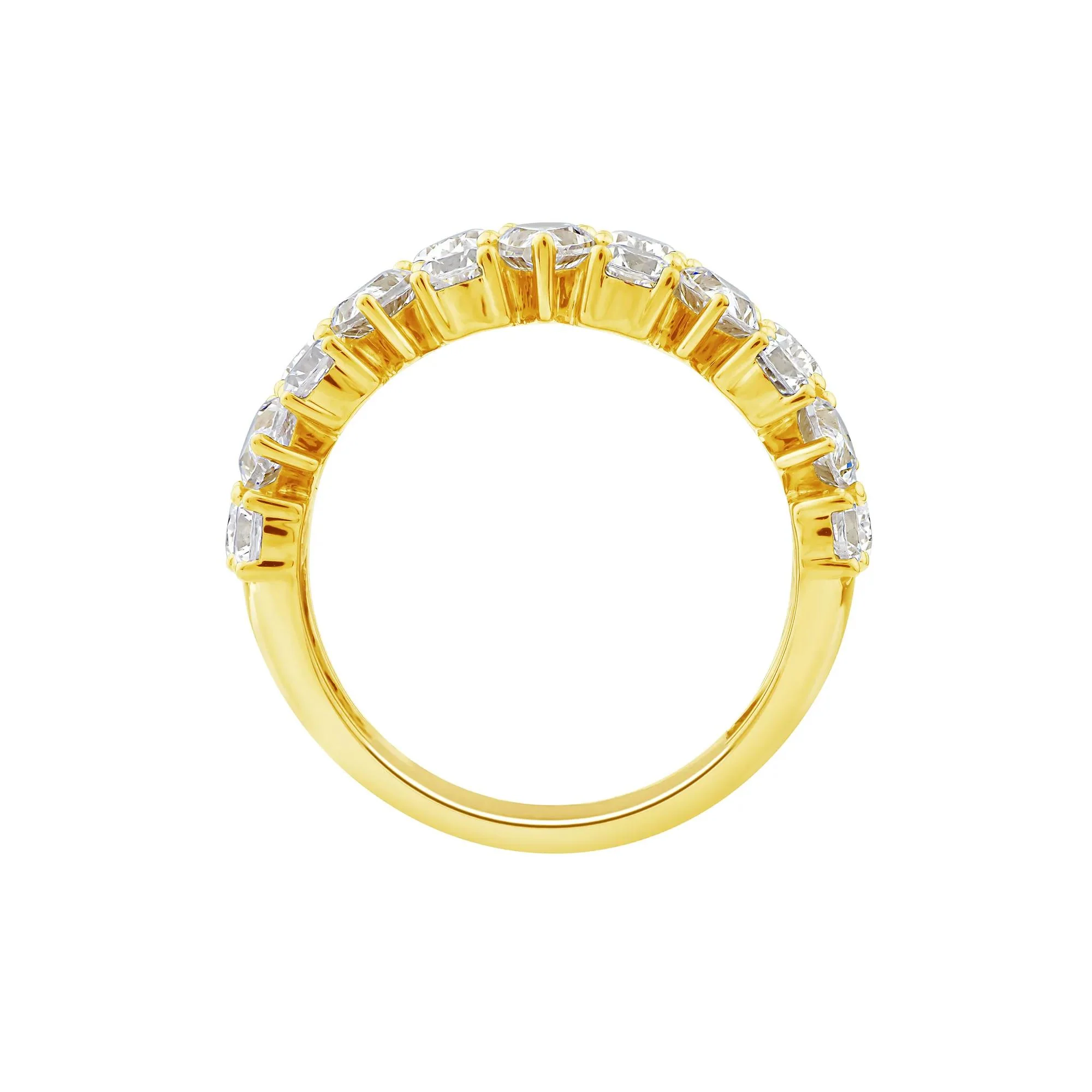 3 CT. Tw. Lab Grown Diamond Pear Wide Anniversary Band Ring 10K Yellow Gold Size 9 2.5mm - Image 2