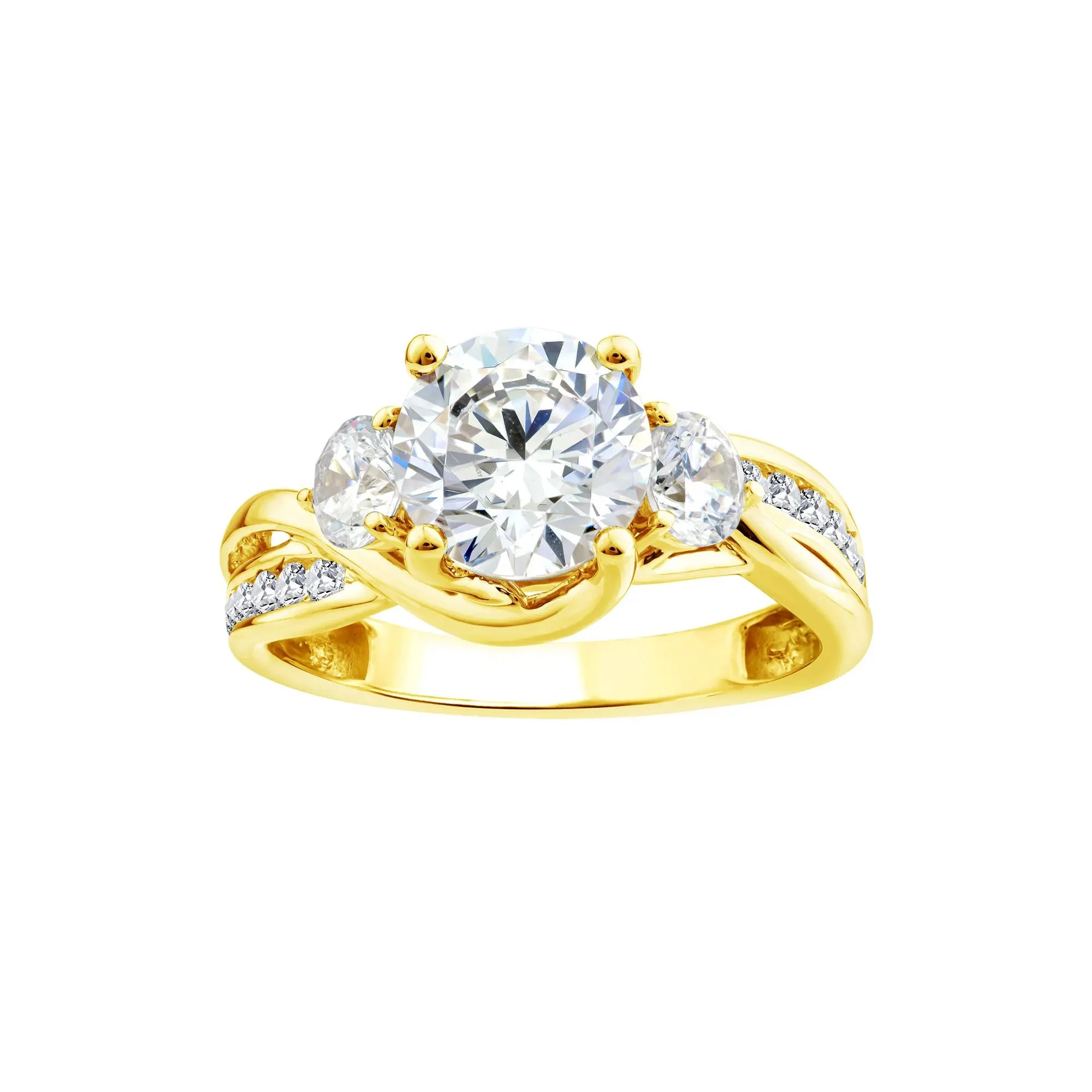 2 3/4 CT. Tw. Lab Grown Diamond Three-Stone Engagement Ring 10K Yellow Gold Size 6.5 1.5mm