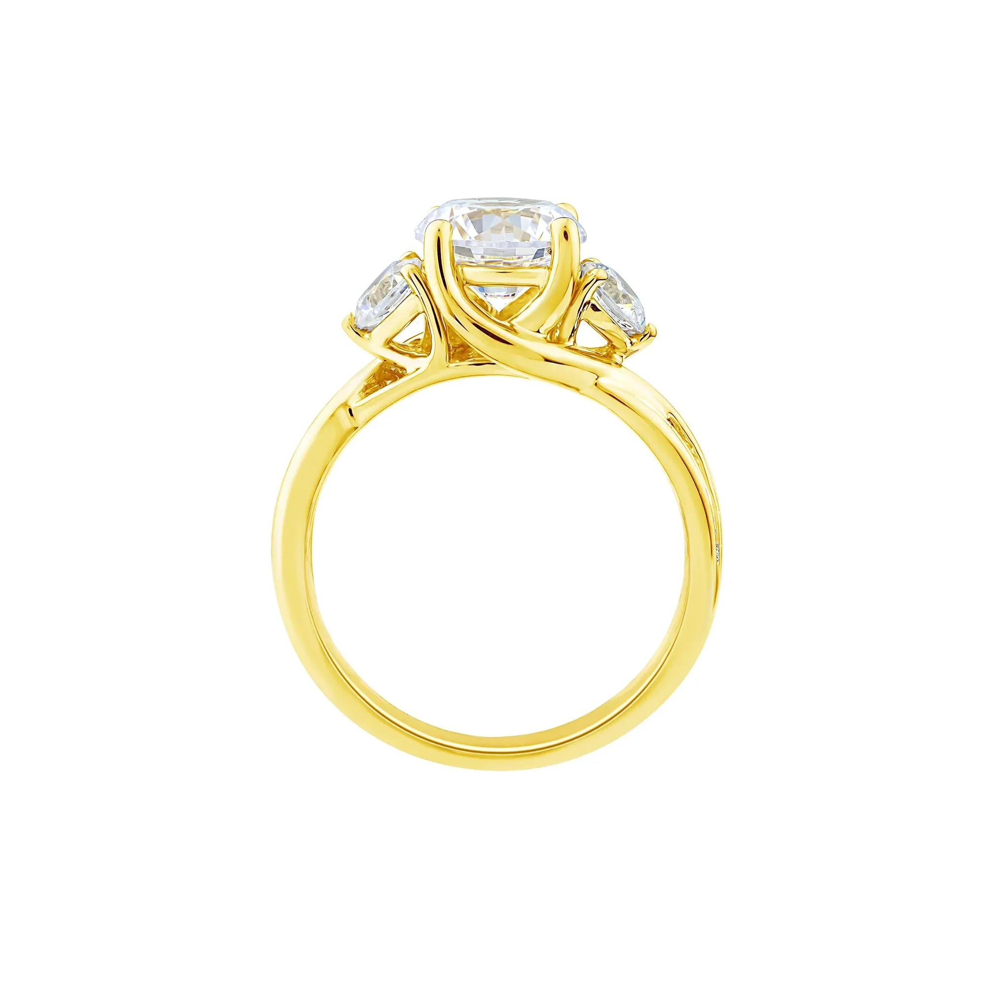 2 3/4 CT. Tw. Lab Grown Diamond Three-Stone Engagement Ring 10K Yellow Gold Size 7.5 1.5mm - Image 2