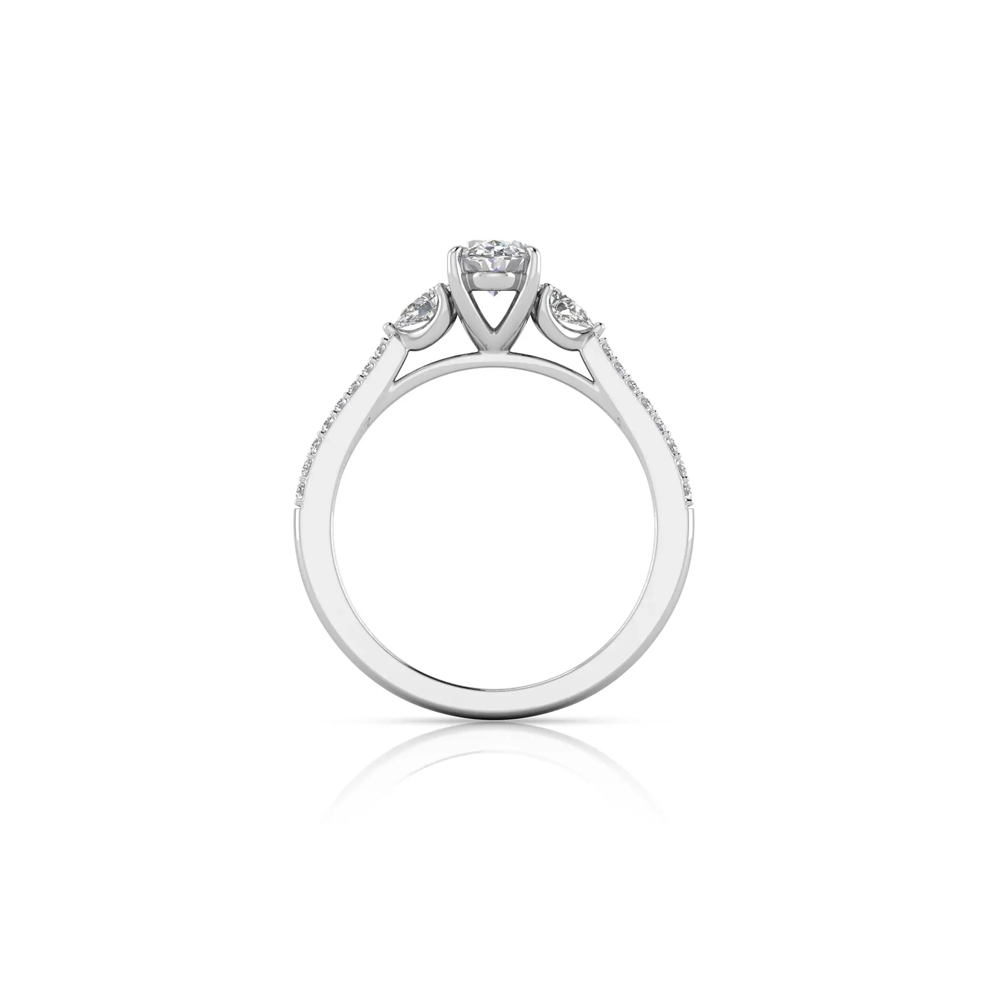 1 CT. Tw. Lab Grown Diamond Three-Stone Engagement Ring 10K White Gold Size 8.5 1.5mm - Image 2