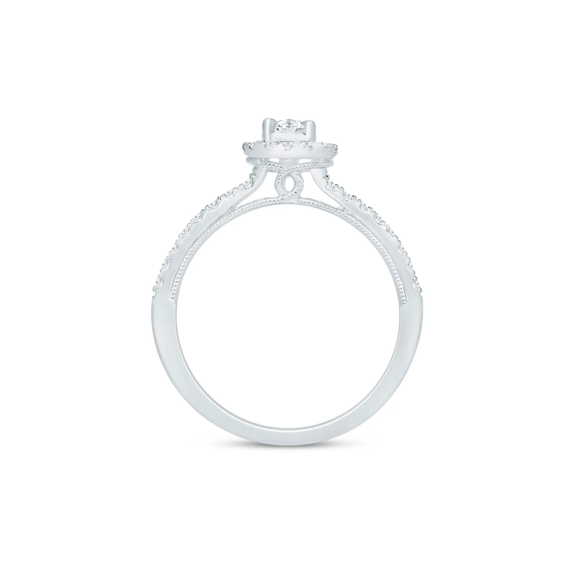 3/4 CT. Tw. Diamond Pear Halo Engagement Ring 10K White Gold Size 8.5 1.5mm - Image 2