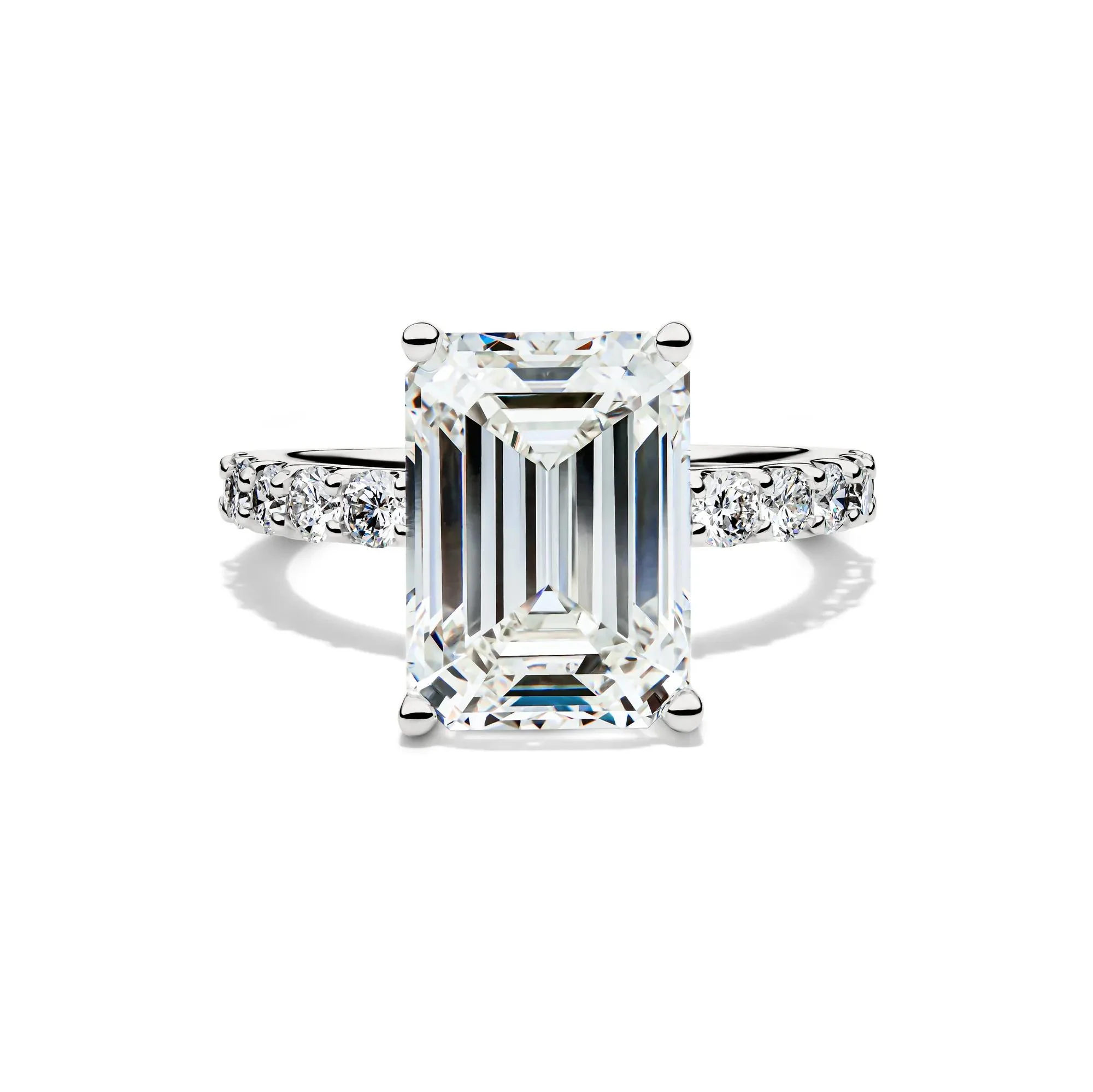 7 3/4 CT. Tw. Lab Grown Diamond Emerald-Cut Engagement Ring 14K White Gold Size 8 12.5mm