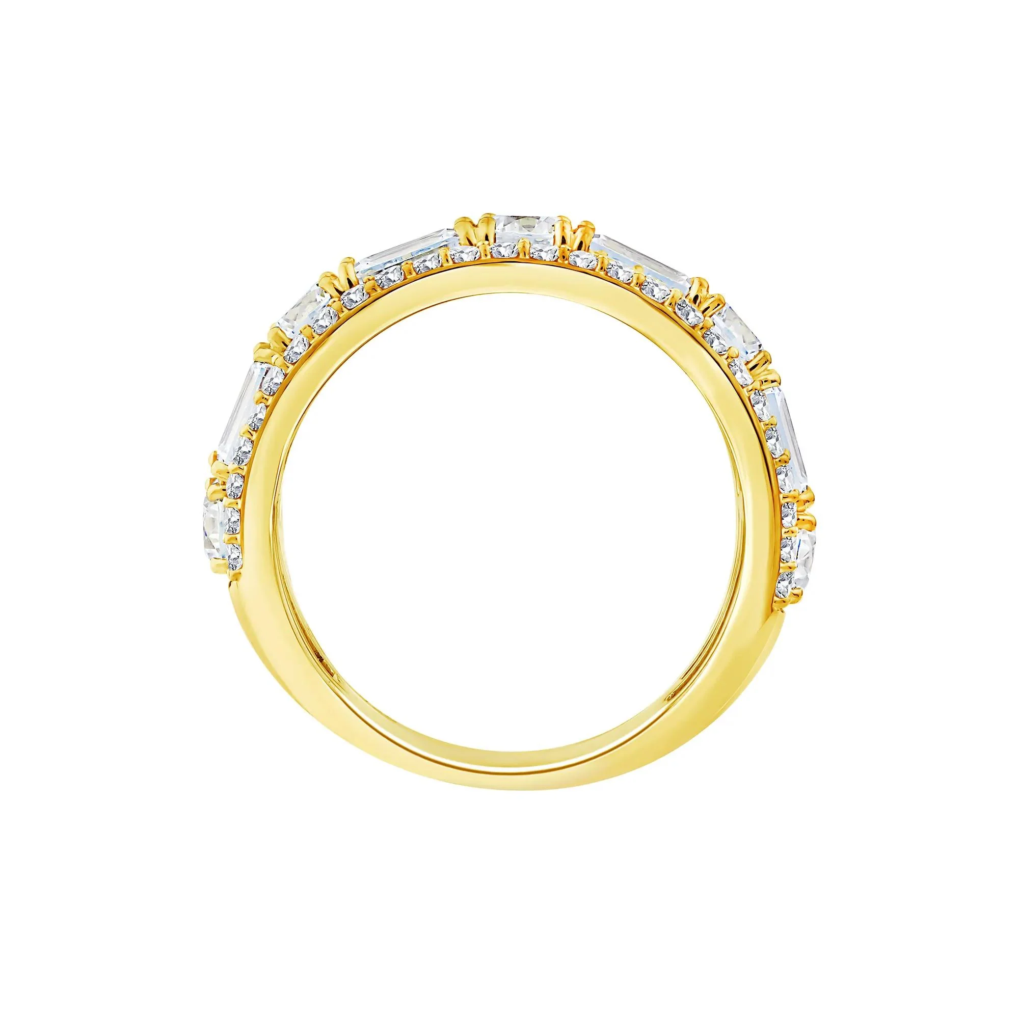 3 CT. Tw. Lab Grown Diamond Multi-Row Emerald-Cut Anniversary Band Ring 10K Yellow Gold Size 7 2.5mm - Image 2