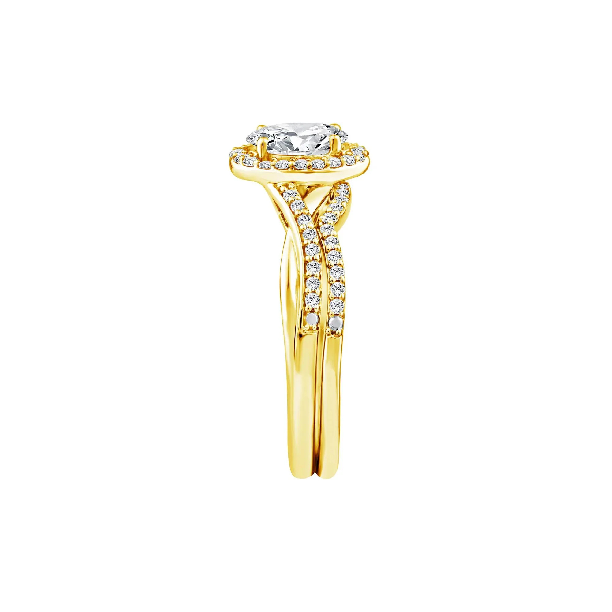 1 CT. Tw. Lab Grown Diamond Engagement Ring Set 10K Yellow Gold Size 6 1.5mm - Image 3