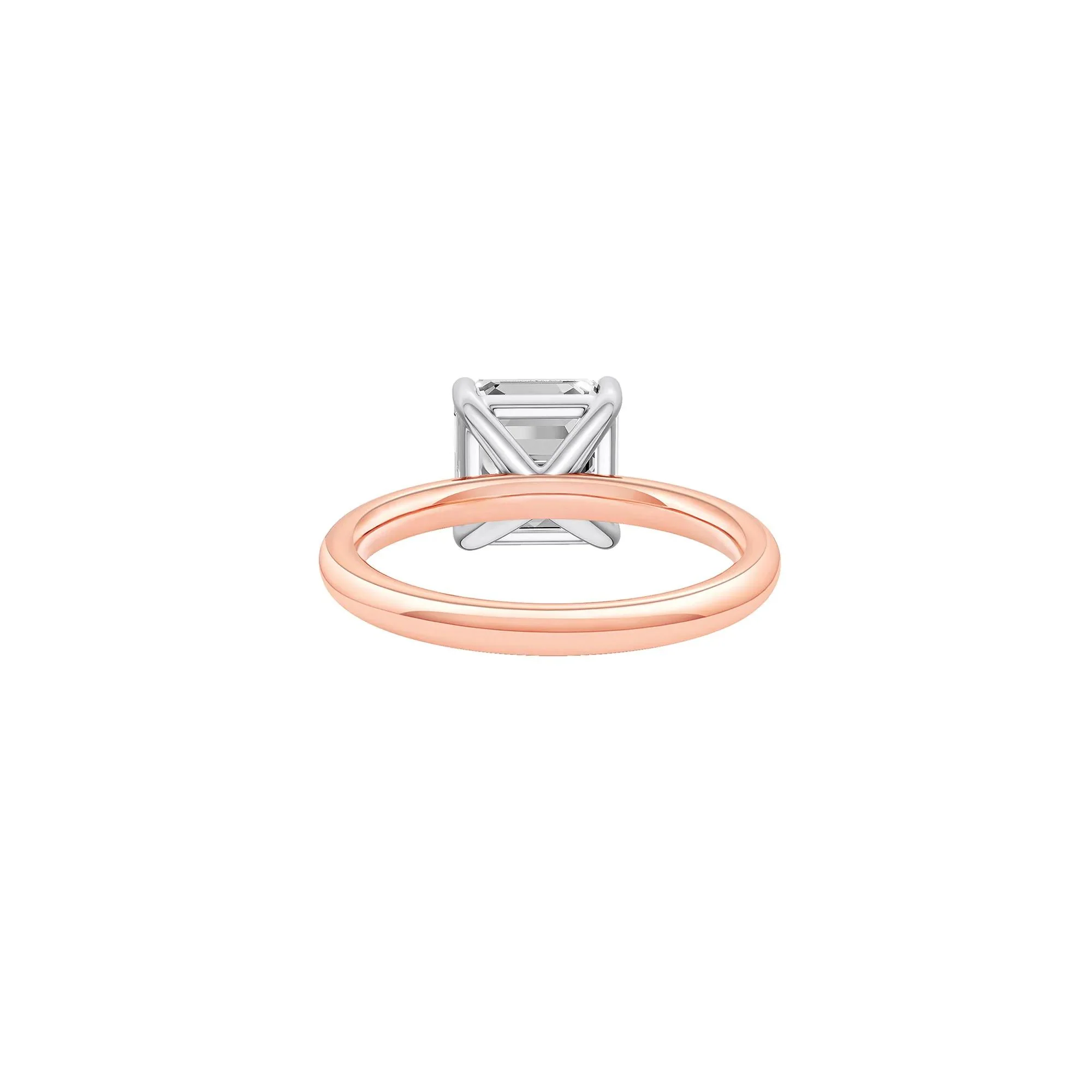 3 CT. Tw. Lab Grown Diamond Asscher Cut Solitaire Ring 14K Rose and White Gold Size 11.5 2mm - Image 4