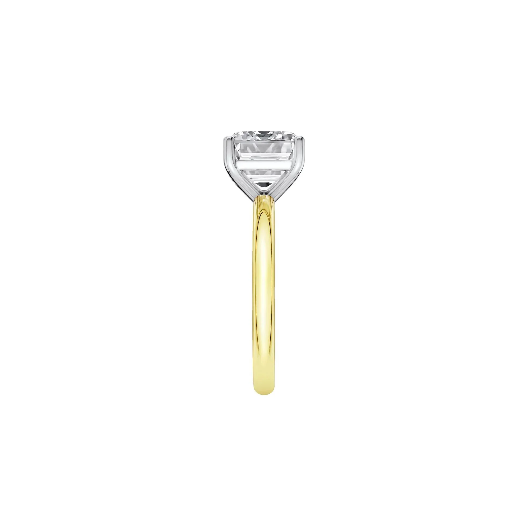 3 CT. Tw. Lab Grown Diamond Asscher Cut Solitaire Ring 14K Yellow and White Gold Size 6 2mm - Image 3