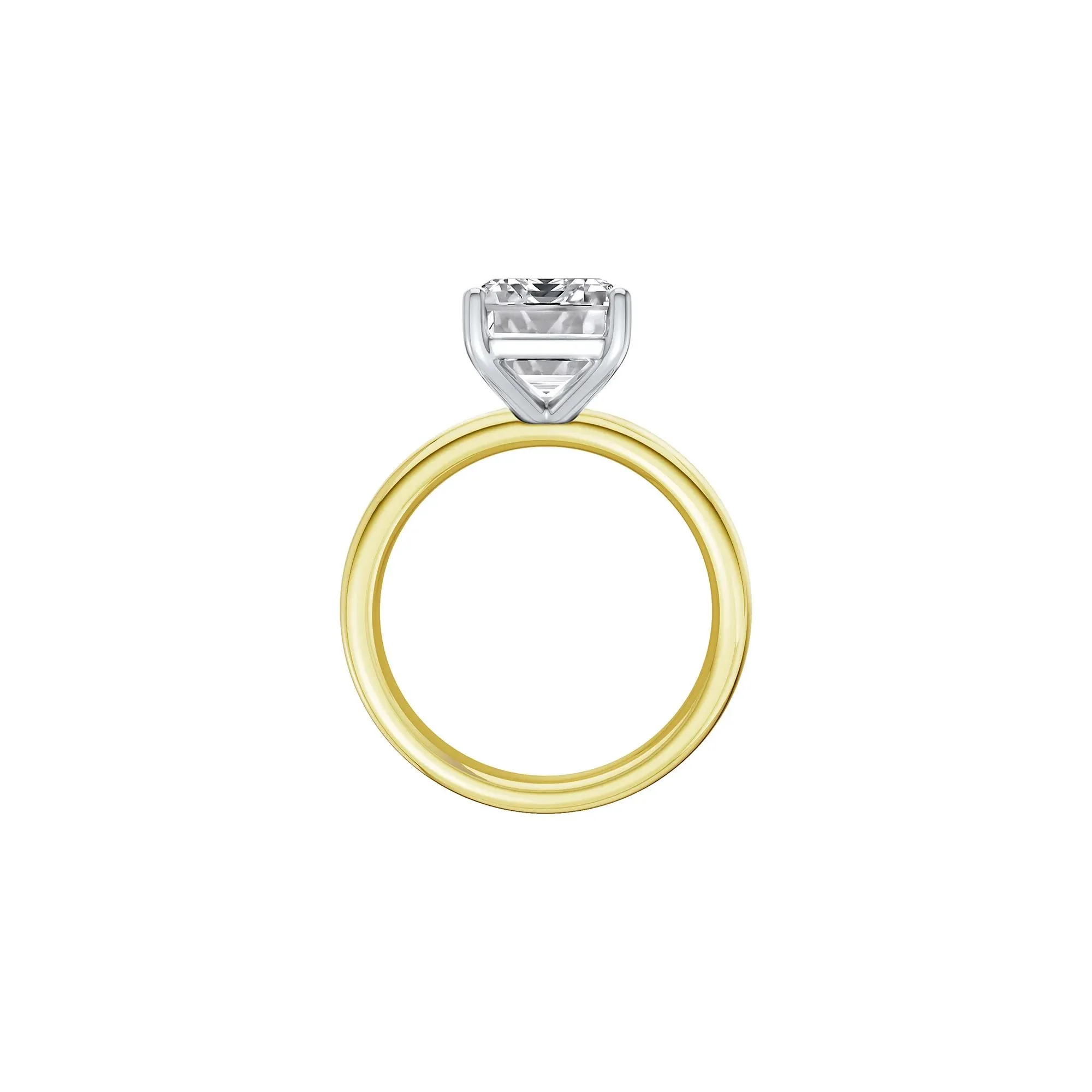 3 CT. Tw. Lab Grown Diamond Asscher Cut Solitaire Ring 14K Yellow and White Gold Size 6.5 2mm - Image 2
