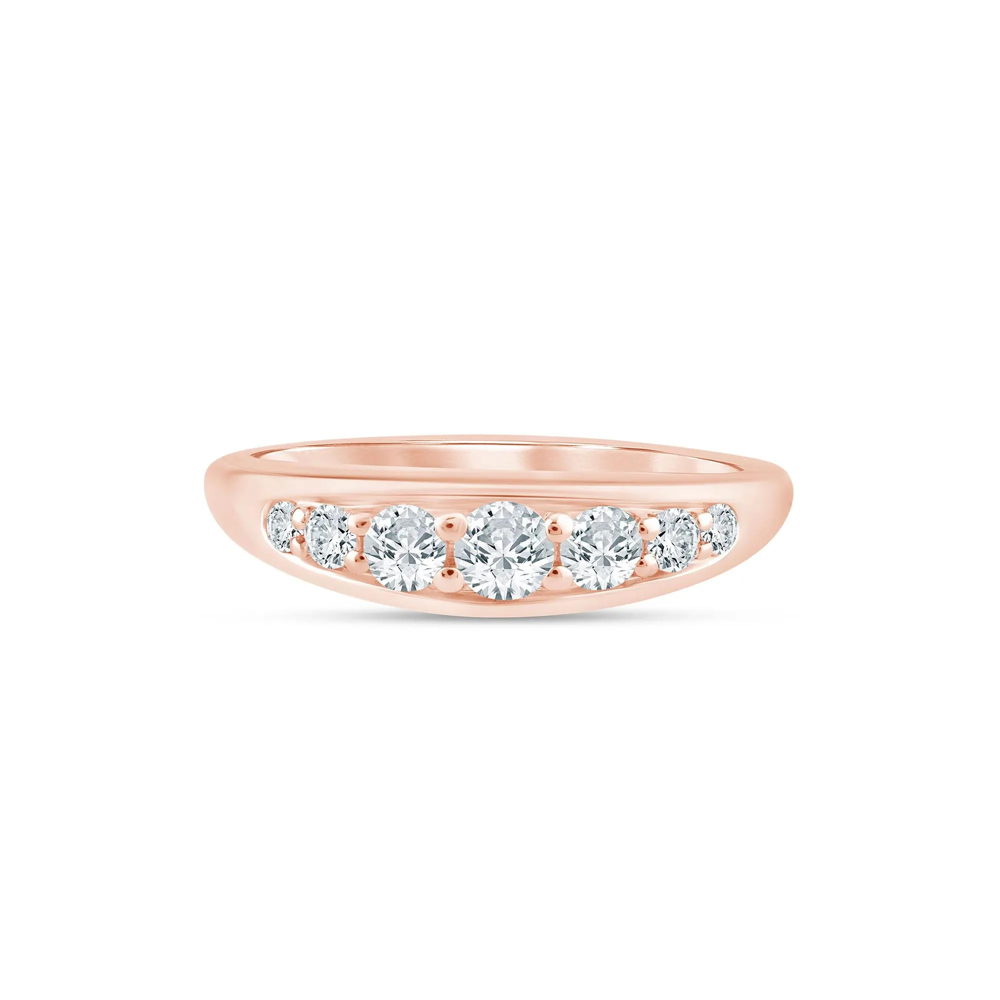 Lab Grown Diamond Graduated Channel Band Ring 14K Rose Gold Size 5 1.5mm