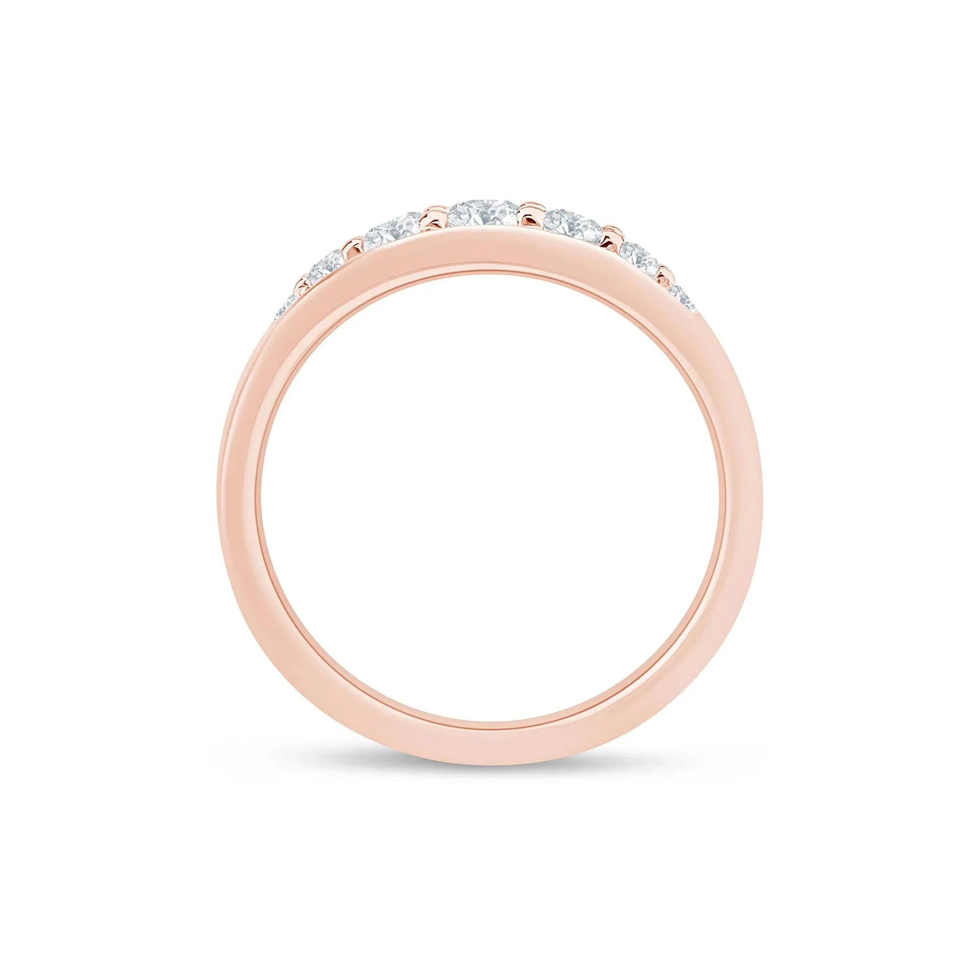 Lab Grown Diamond Graduated Channel Band Ring 14K Rose Gold Size 6.5 1.5mm - Image 2