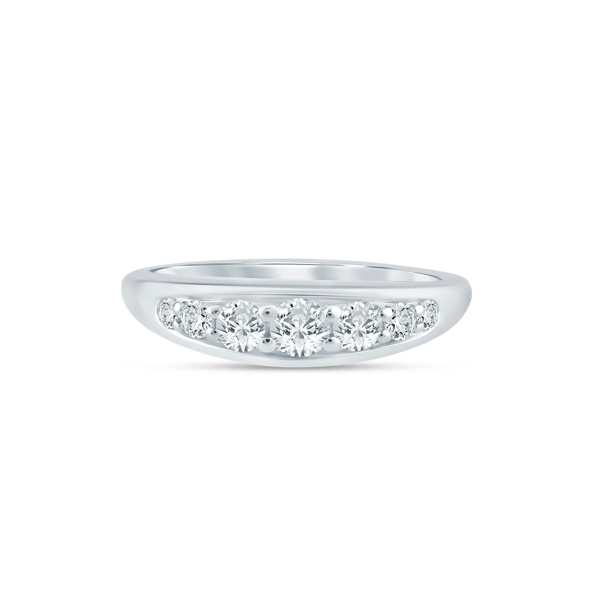 1/2 CT. Tw. Lab Grown Diamond Graduated Channel Band Ring 14K White Gold Size 7.5 1.5mm