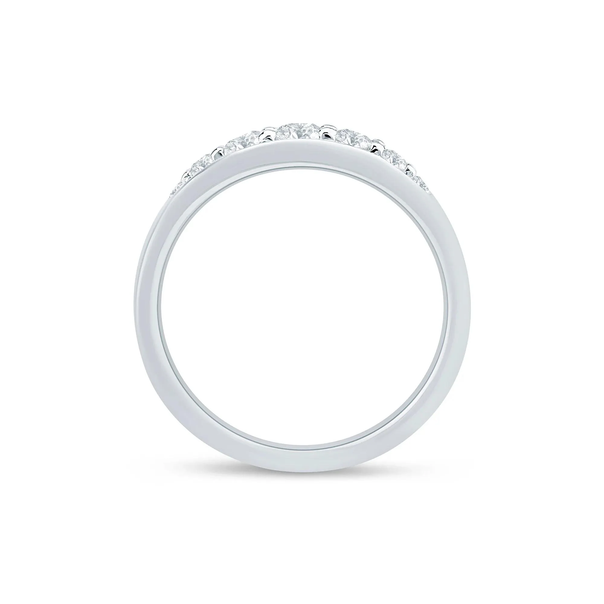 1/2 CT. Tw. Lab Grown Diamond Graduated Channel Band Ring 14K White Gold Size 7.5 1.5mm - Image 2