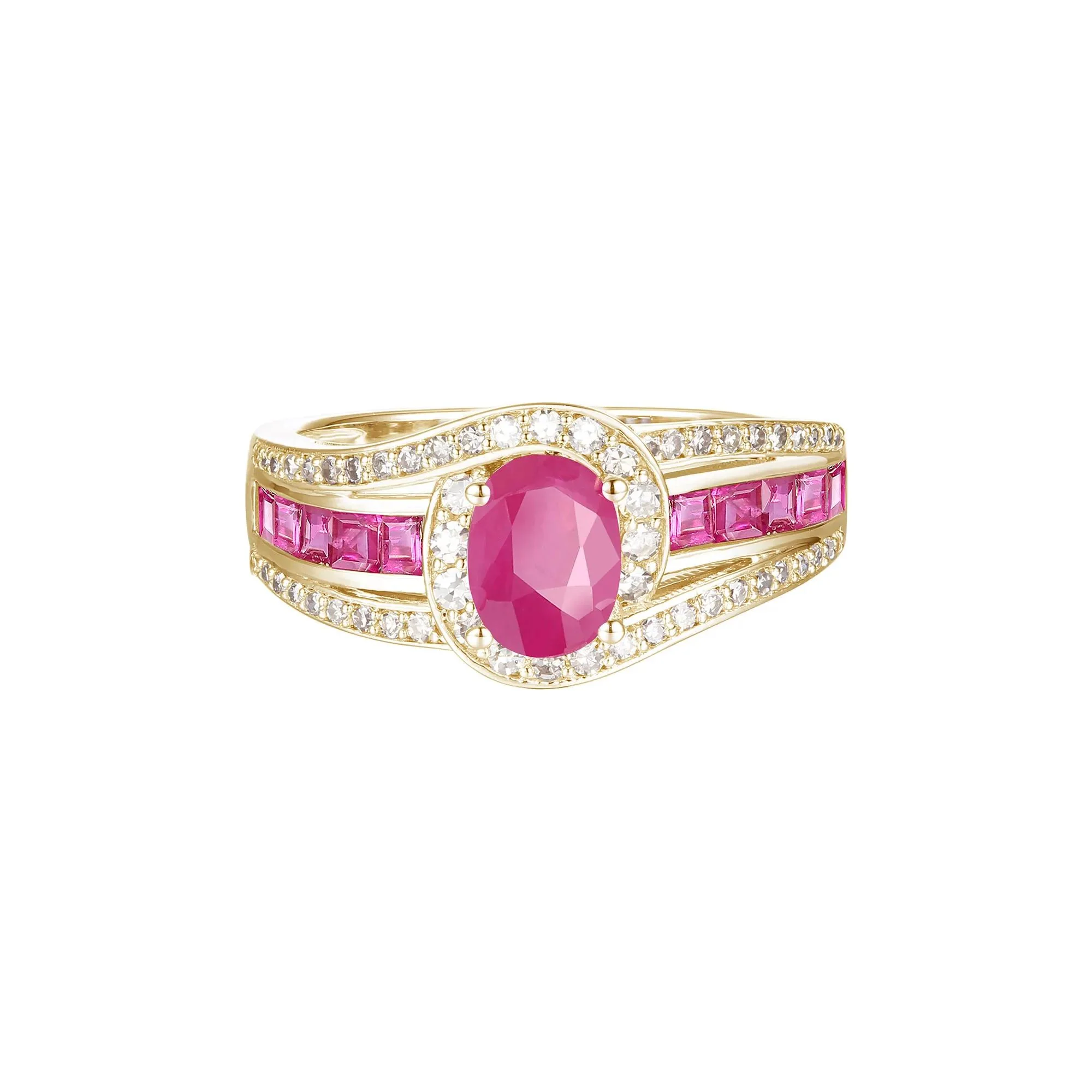 3/8 CT. Tw. Ruby and Diamond Band Ring 10K Yellow Gold Size 6 1mm