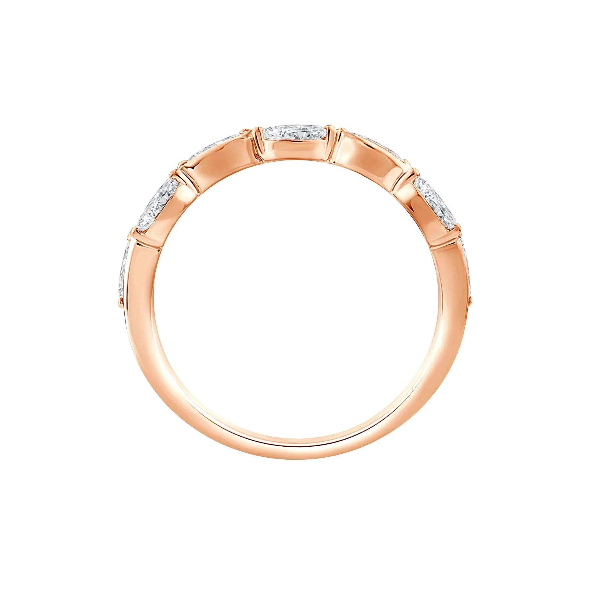 1/2 CT. Tw. Lab Grown Diamond Marquise Stack Band Ring 10K Rose Gold Size 5.5 1.5mm - Image 2