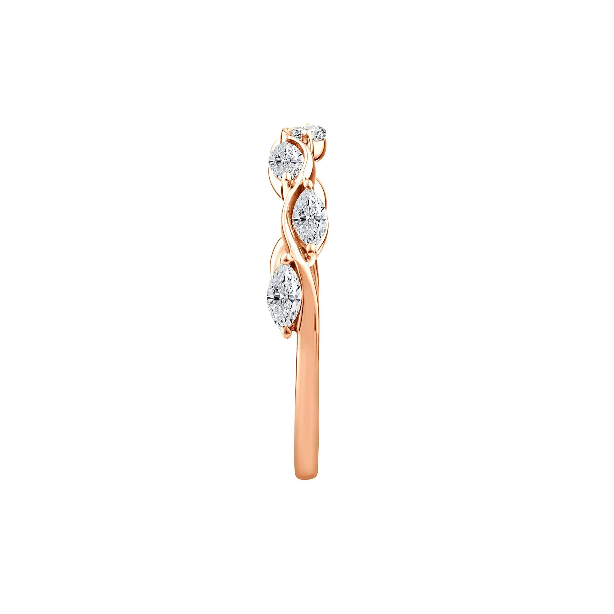 1/2 CT. Tw. Lab Grown Diamond Marquise Stack Band Ring 10K Rose Gold Size 9 1.5mm - Image 3