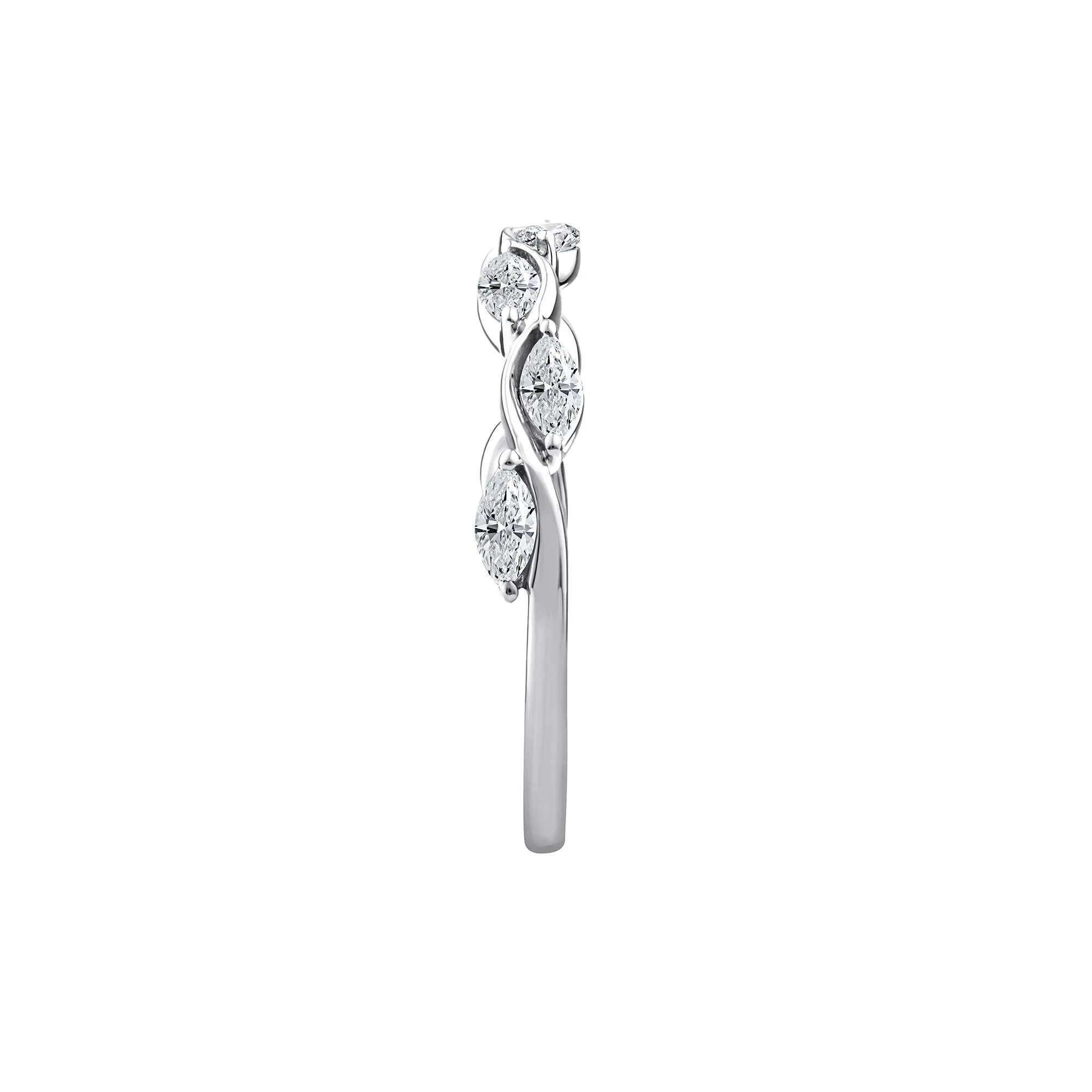 1/2 CT. Tw. Lab Grown Diamond Marquise Stack Band Ring 10K White Gold Size 5 1.5mm - Image 3