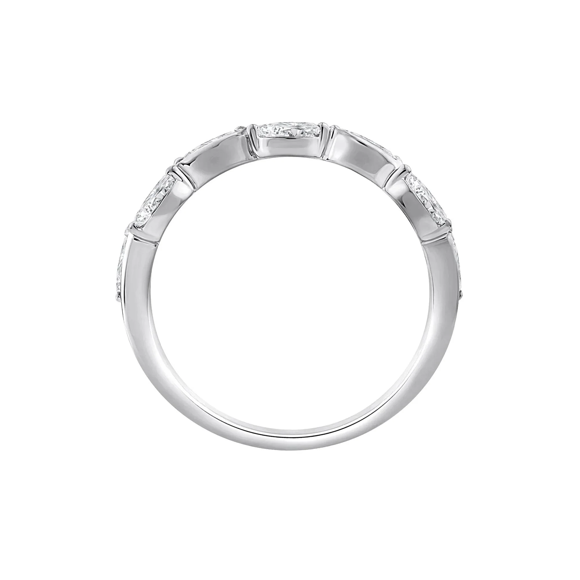 1/2 CT. Tw. Lab Grown Diamond Marquise Stack Band Ring 10K White Gold Size 7.5 1.5mm - Image 2