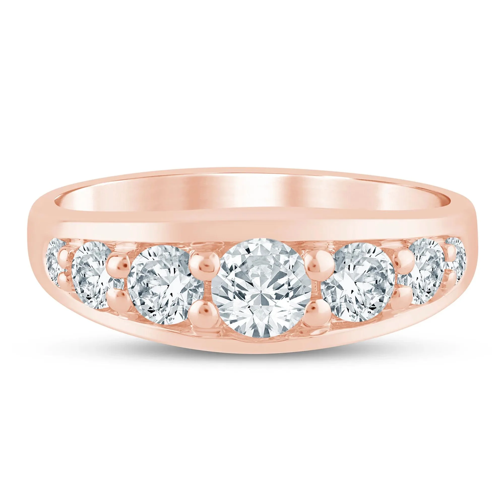 1 CT. Tw. Lab Grown Diamond Graduated Channel Band Ring 14K Rose Gold Size 9 1.5mm