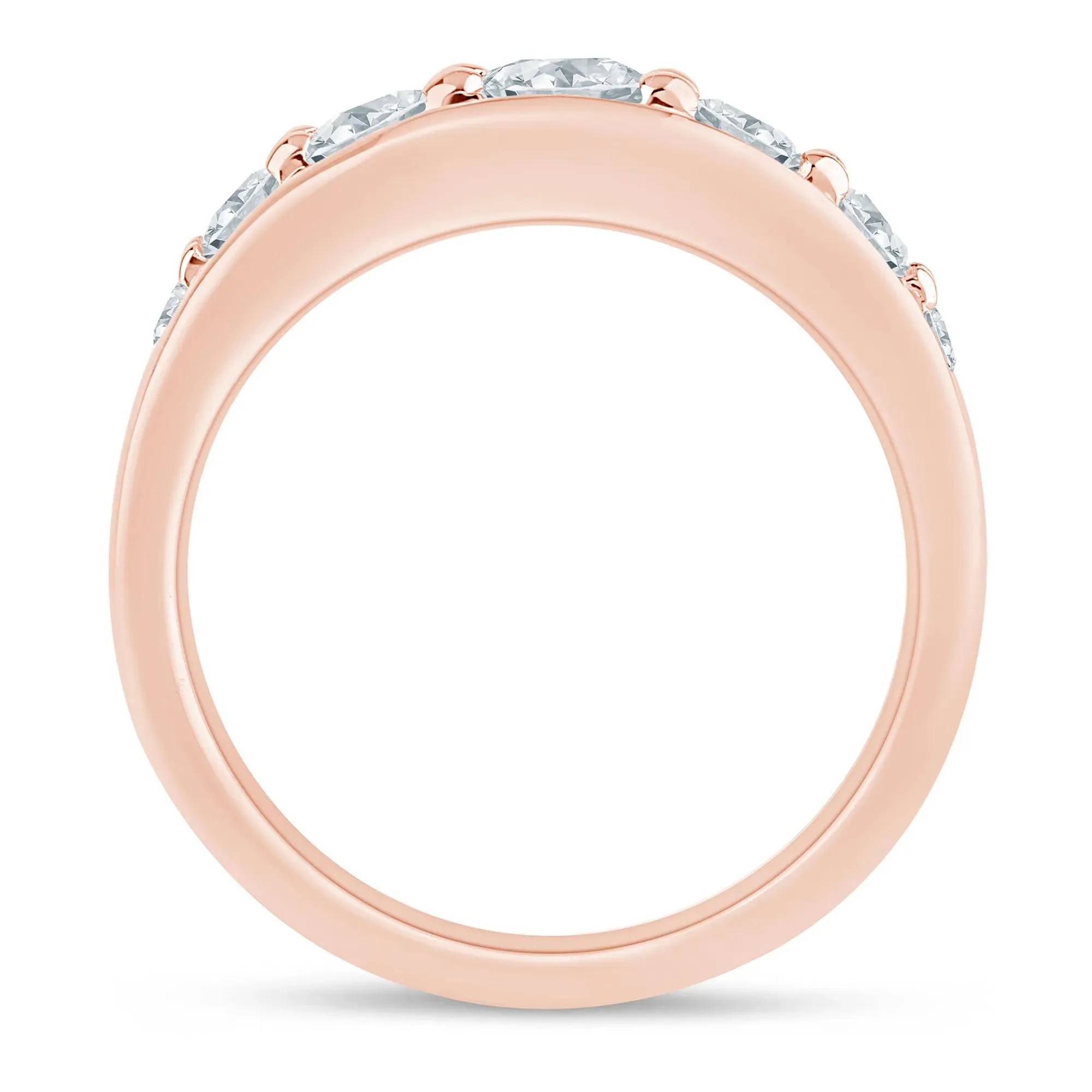 1 CT. Tw. Lab Grown Diamond Graduated Channel Band Ring 14K Rose Gold Size 9 1.5mm - Image 2