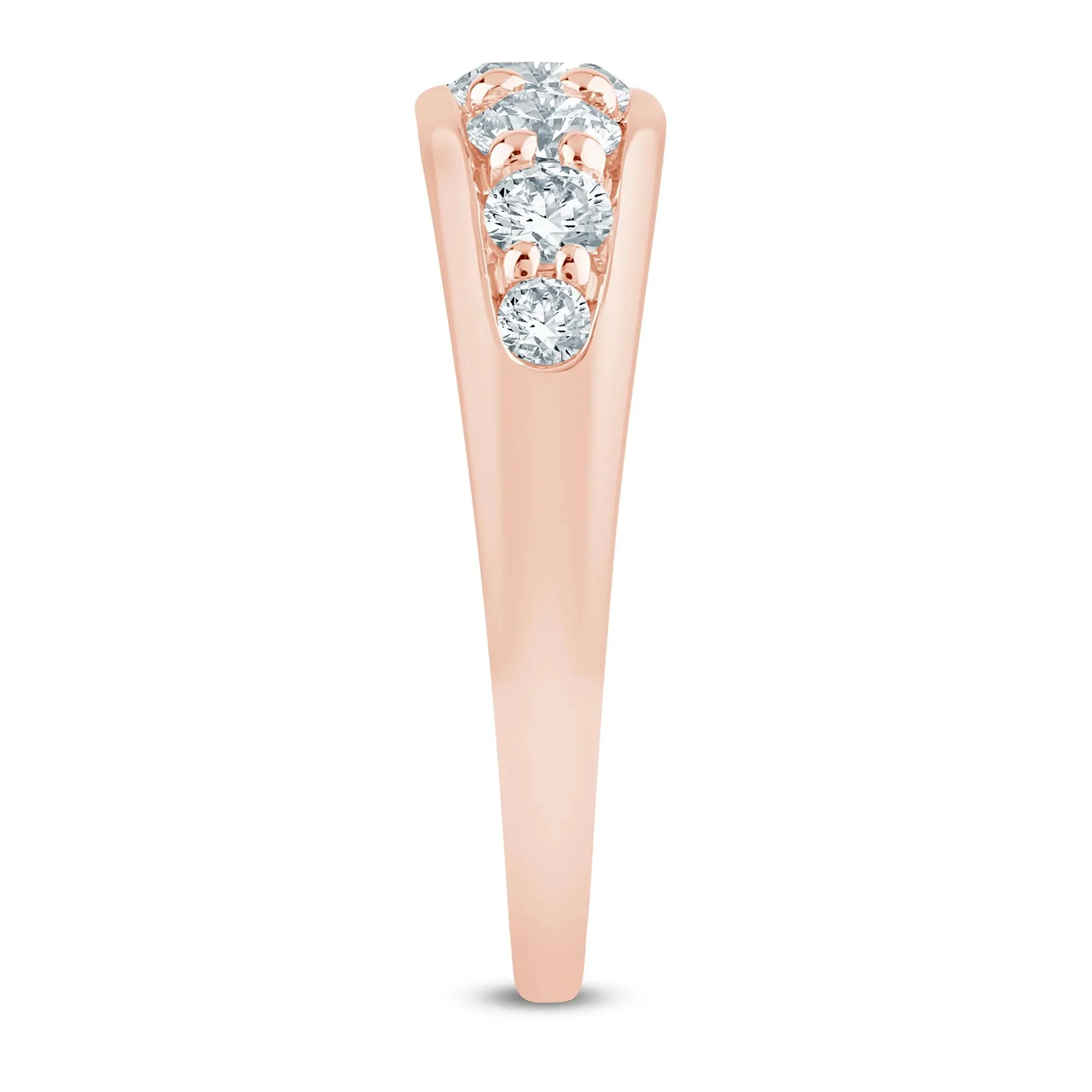 1 CT. Tw. Lab Grown Diamond Graduated Channel Band Ring 14K Rose Gold Size 9 1.5mm - Image 3