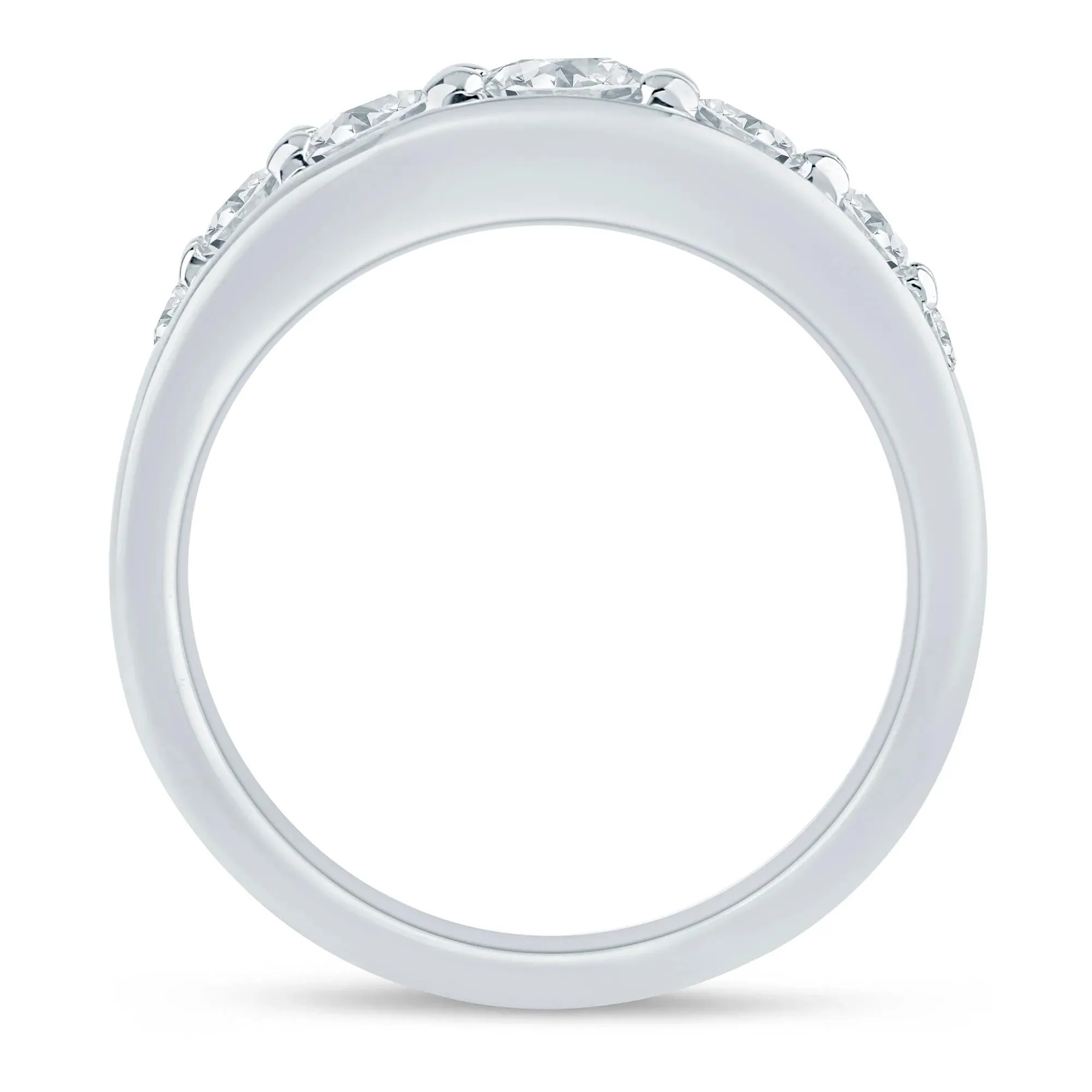 1 CT. Tw. Lab Grown Diamond Graduated Channel Band Ring 14K White Gold Size 7.5 1.5mm - Image 2