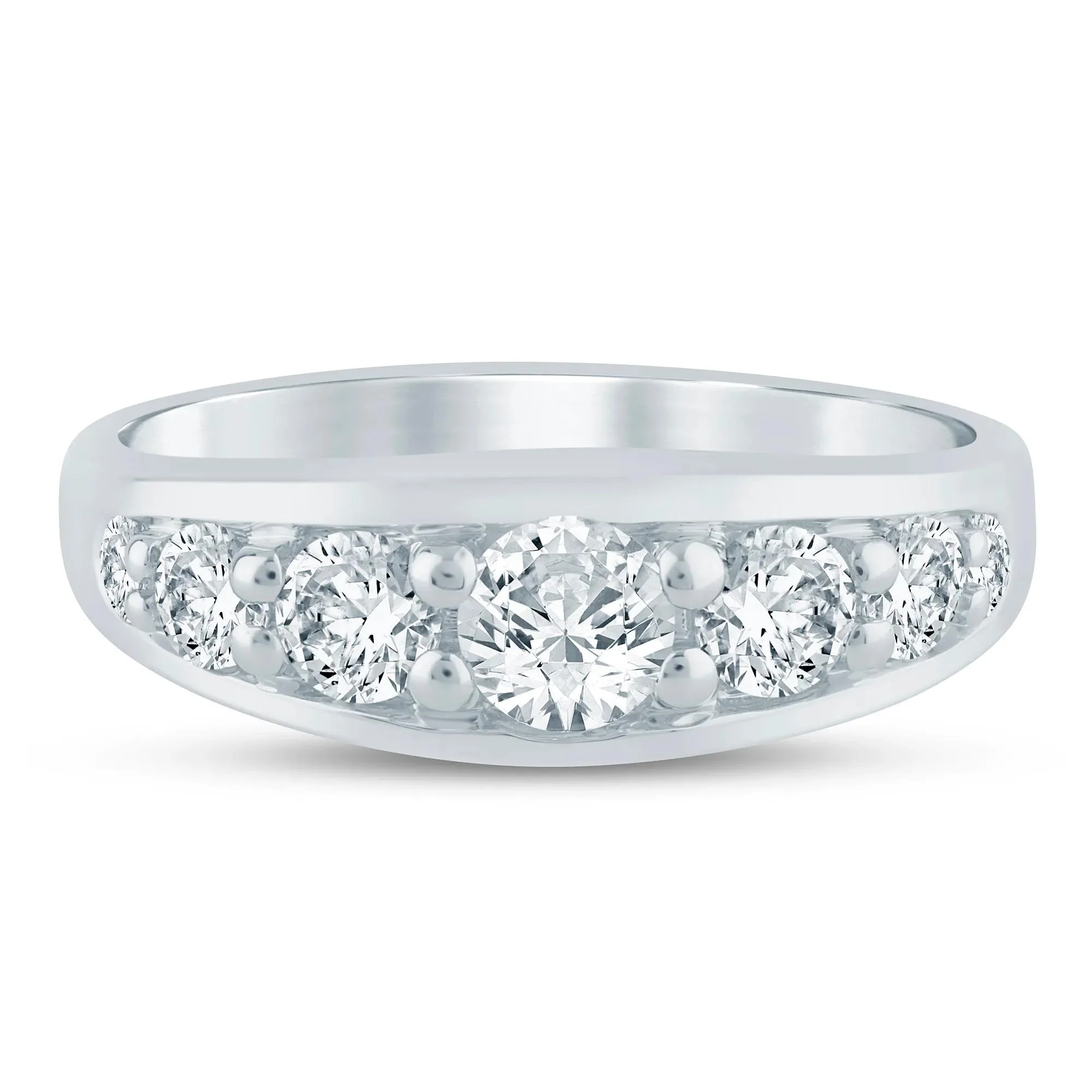 1 CT. Tw. Lab Grown Diamond Graduated Channel Band Ring 14K White Gold Size 8 1.5mm