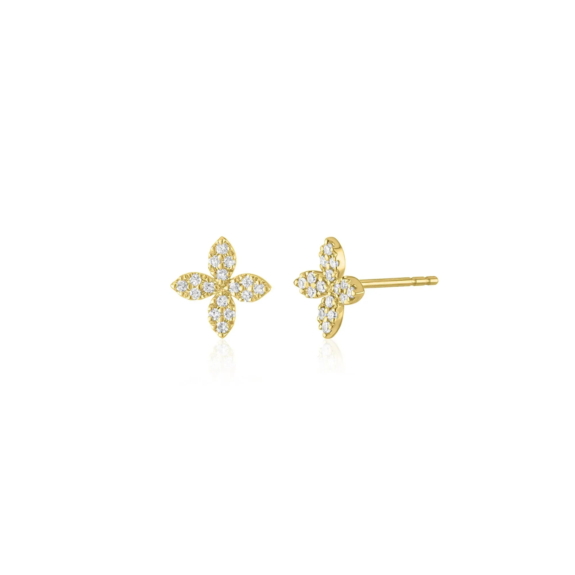 1/7 CT. Tw. Diamond Clover Stud Earrings 10K Yellow Gold Size 6.00mm