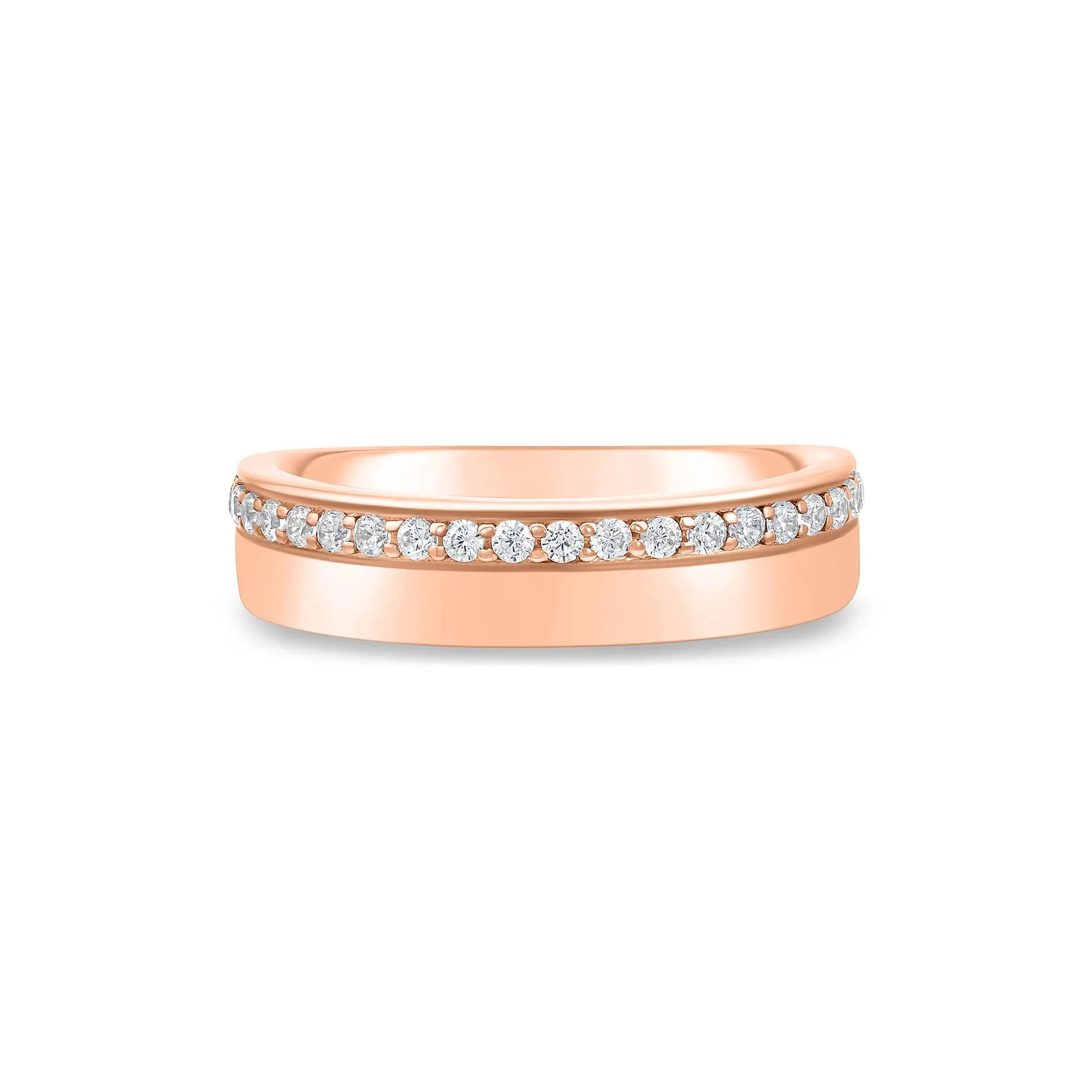 1/4 CT. Tw. Lab Grown Diamond High-Polish Band Ring 10K Rose Gold Round Brilliant Cut Size 8.5 1.5mm