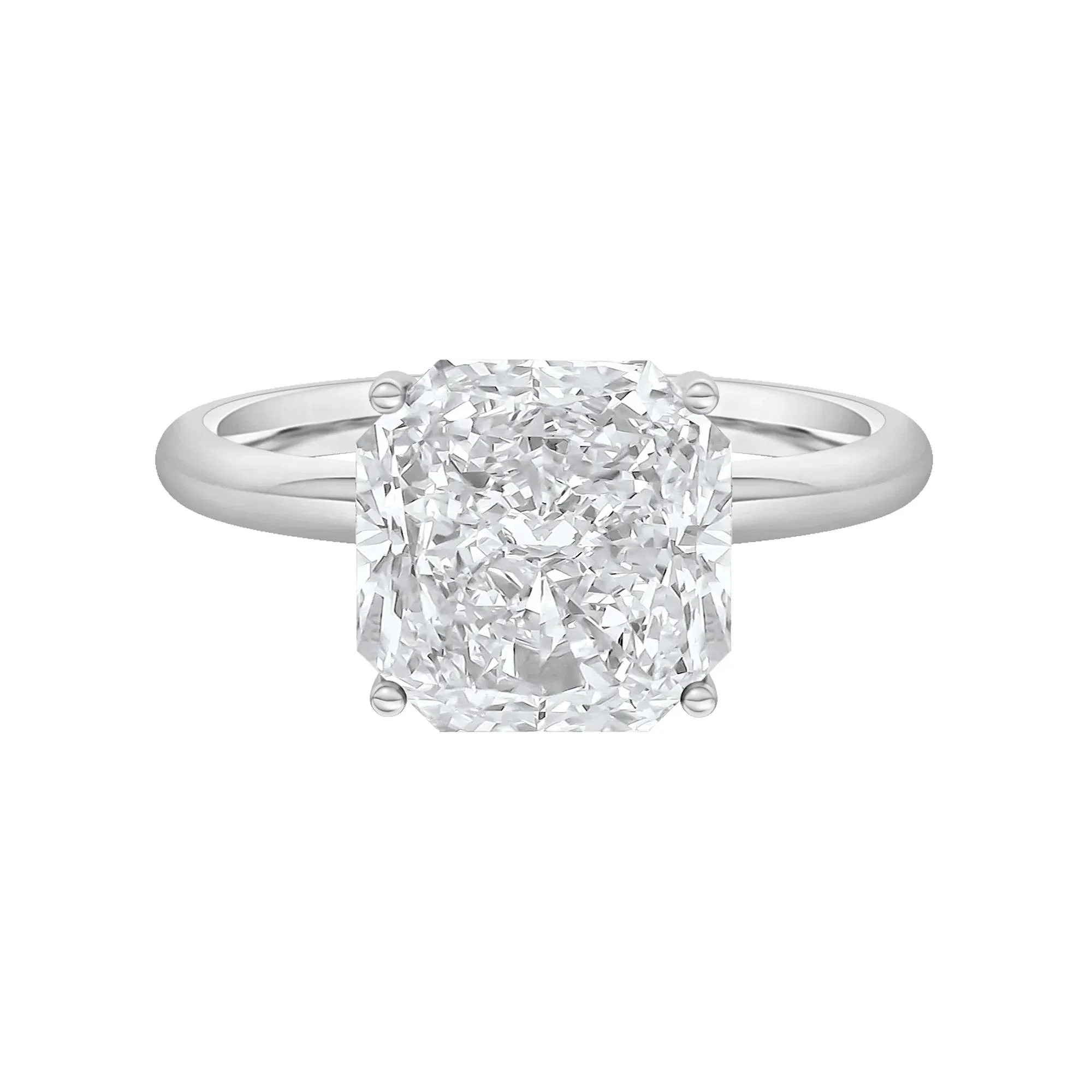 Lab Grown Diamond Square Radiant-Cut Solitaire Engagement Ring 14K White Gold (3 CT.) Size 5.5 2mm