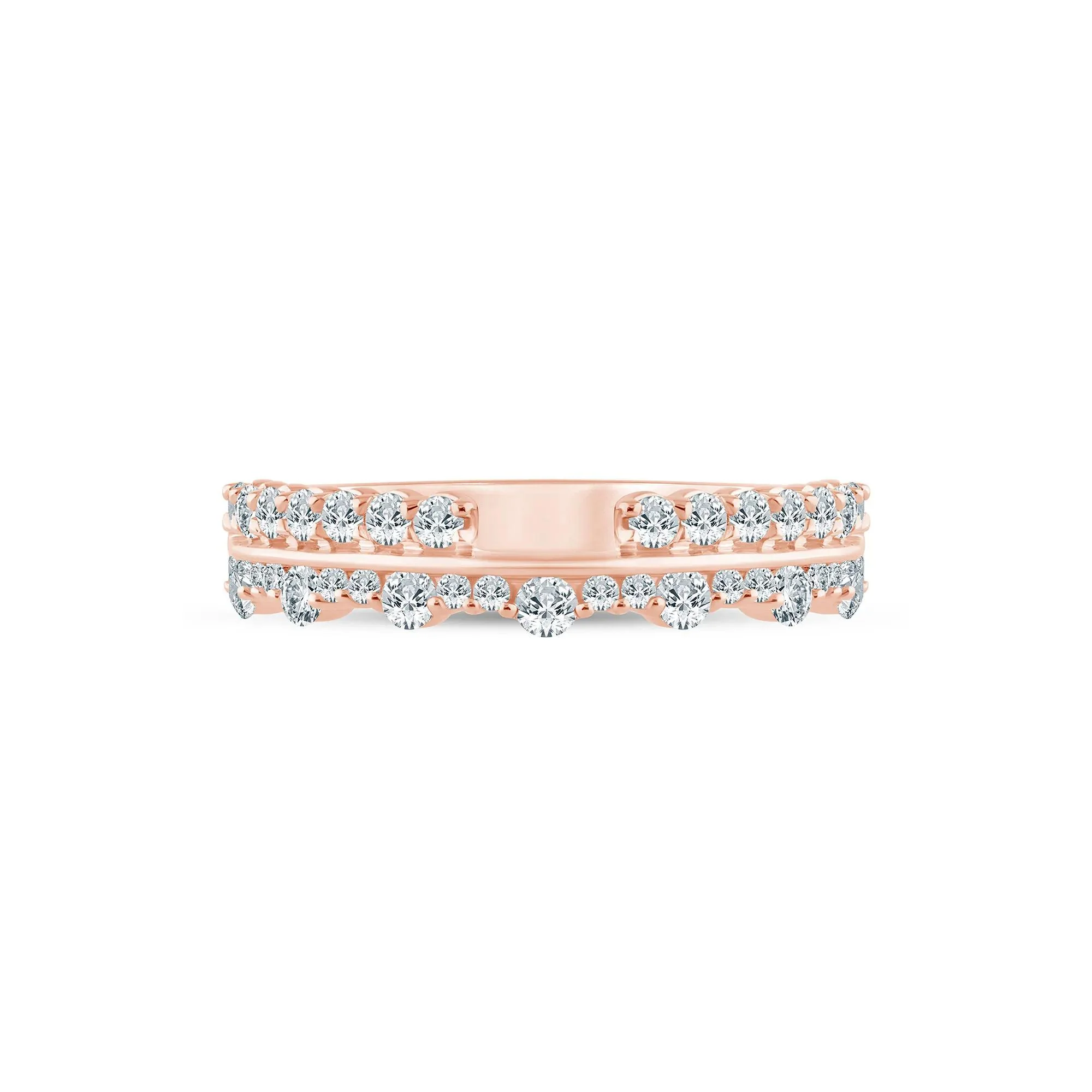 5/8 CT. Tw. Lab Grown Diamond Multi-Row Anniversary Band Ring 14K Rose Gold Size 6.5 2.5mm