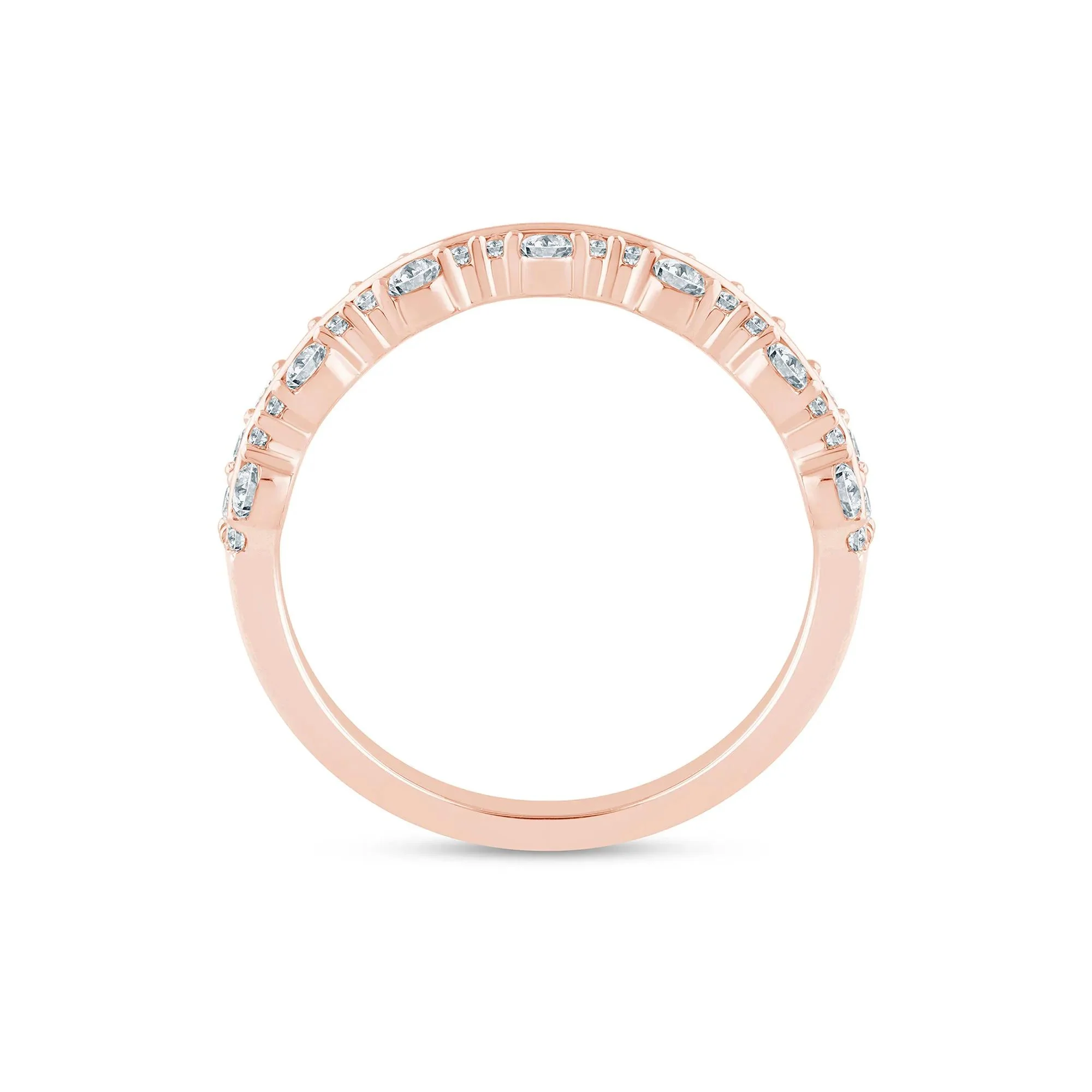 5/8 CT. Tw. Lab Grown Diamond Multi-Row Anniversary Band Ring 14K Rose Gold Size 7 2.5mm - Image 2
